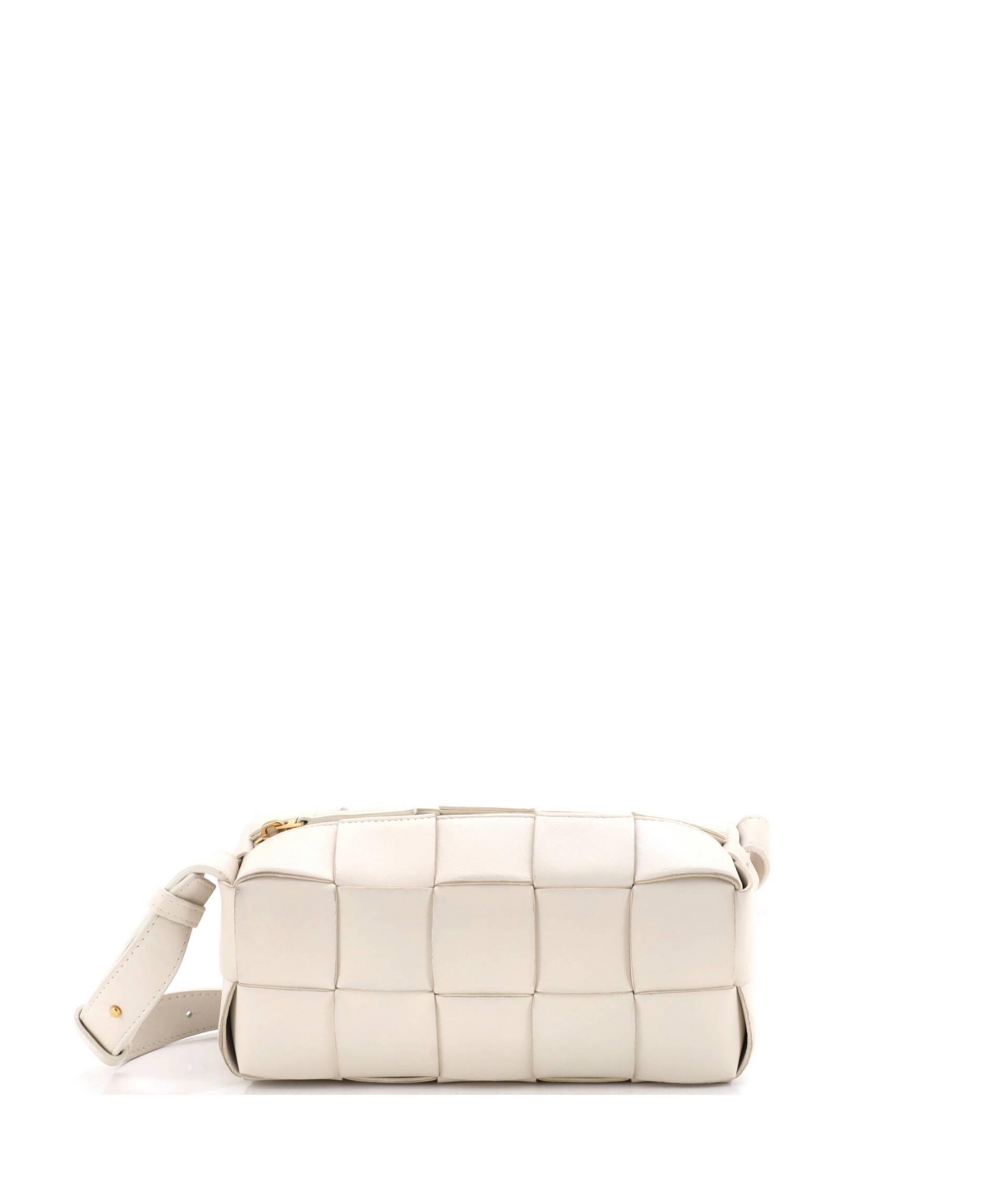 Pre-Owned Bottega Veneta Small Brick Cassette Shoulder Bag Maxi Intrecciato Leather – White