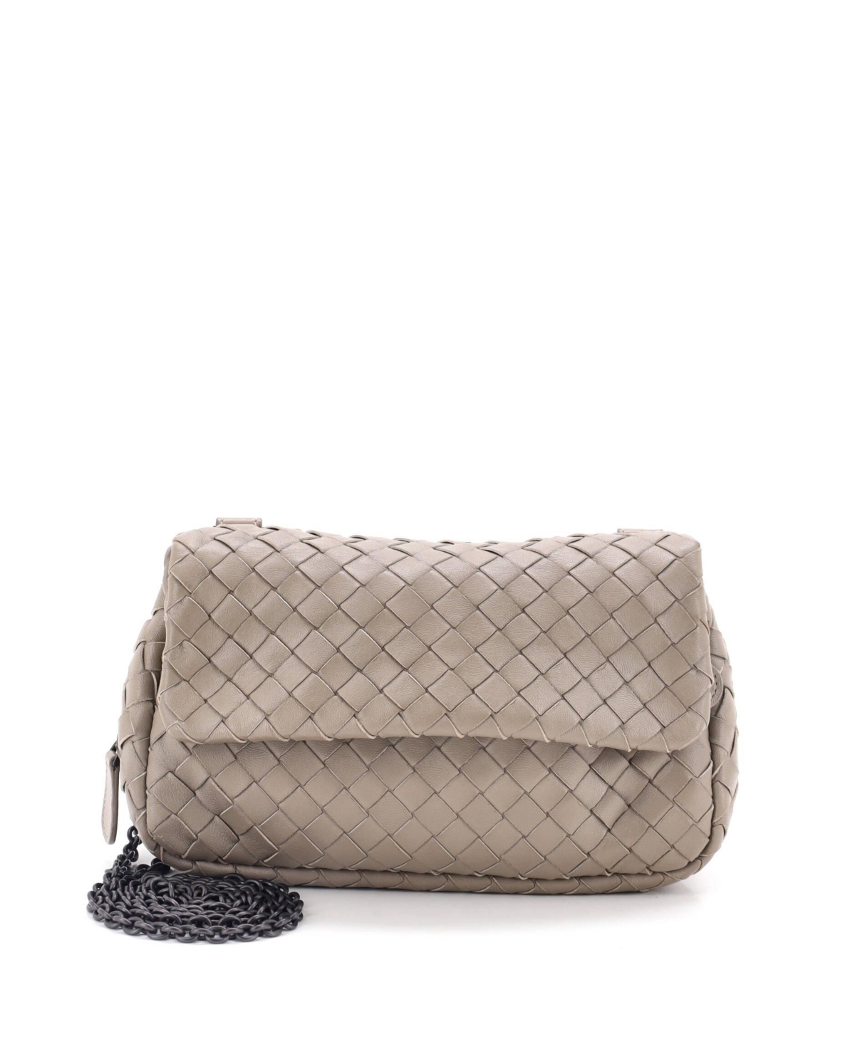 Pre-Owned Bottega Veneta Small Expandable Chain Crossbody Bag Intrecciato Nappa – Grey