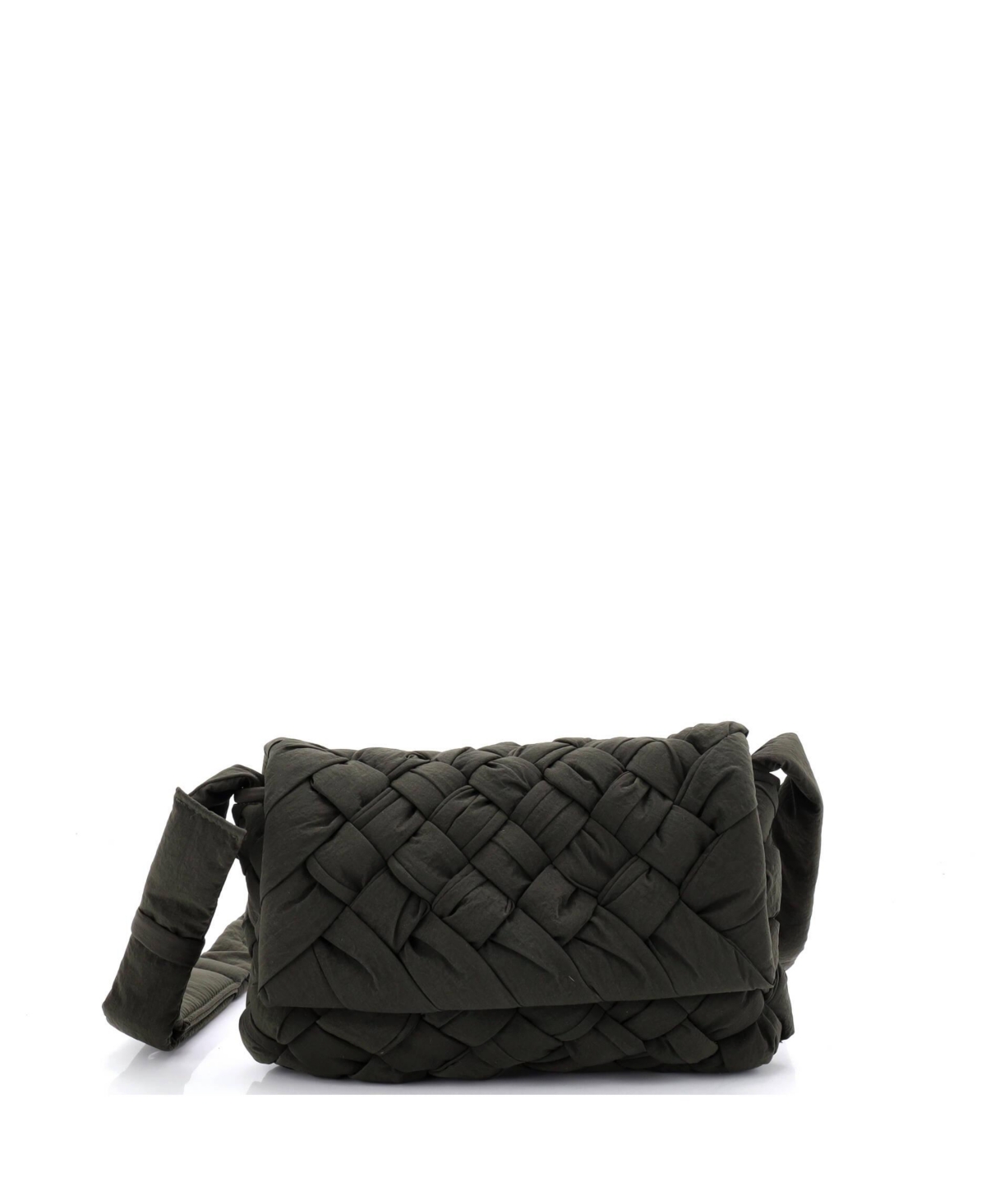 Pre-Owned Bottega Veneta Small Rumple Shoulder Bag Intrecciato Nyl – Green