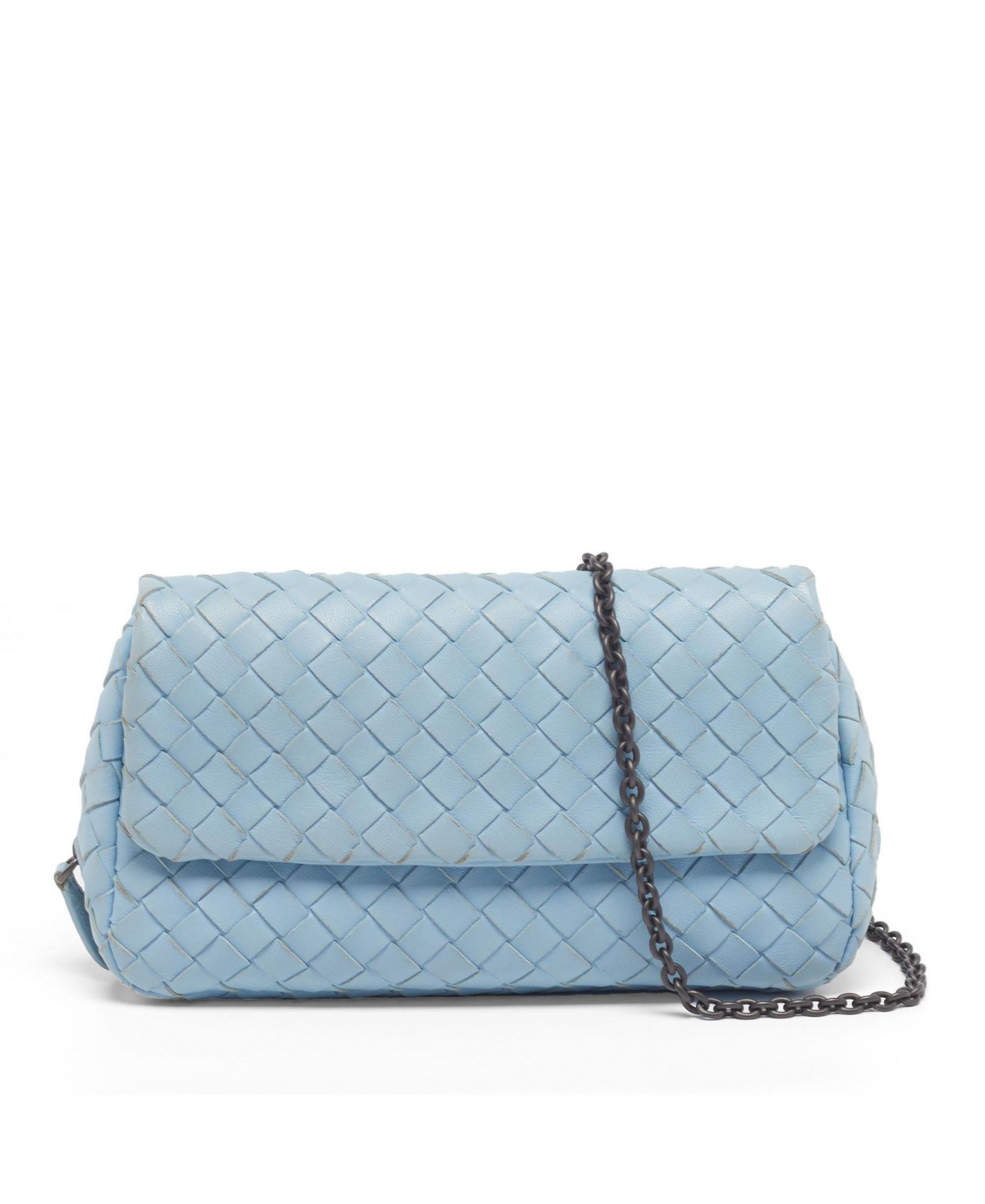 Pre-Owned Bottega Veneta Women’s Intrecciato Leather Chain Crossbody Bag – Blue Pre-Owned Bottega Veneta Women’s Intrecciato Leather Chain Crossbody Bag – Blue