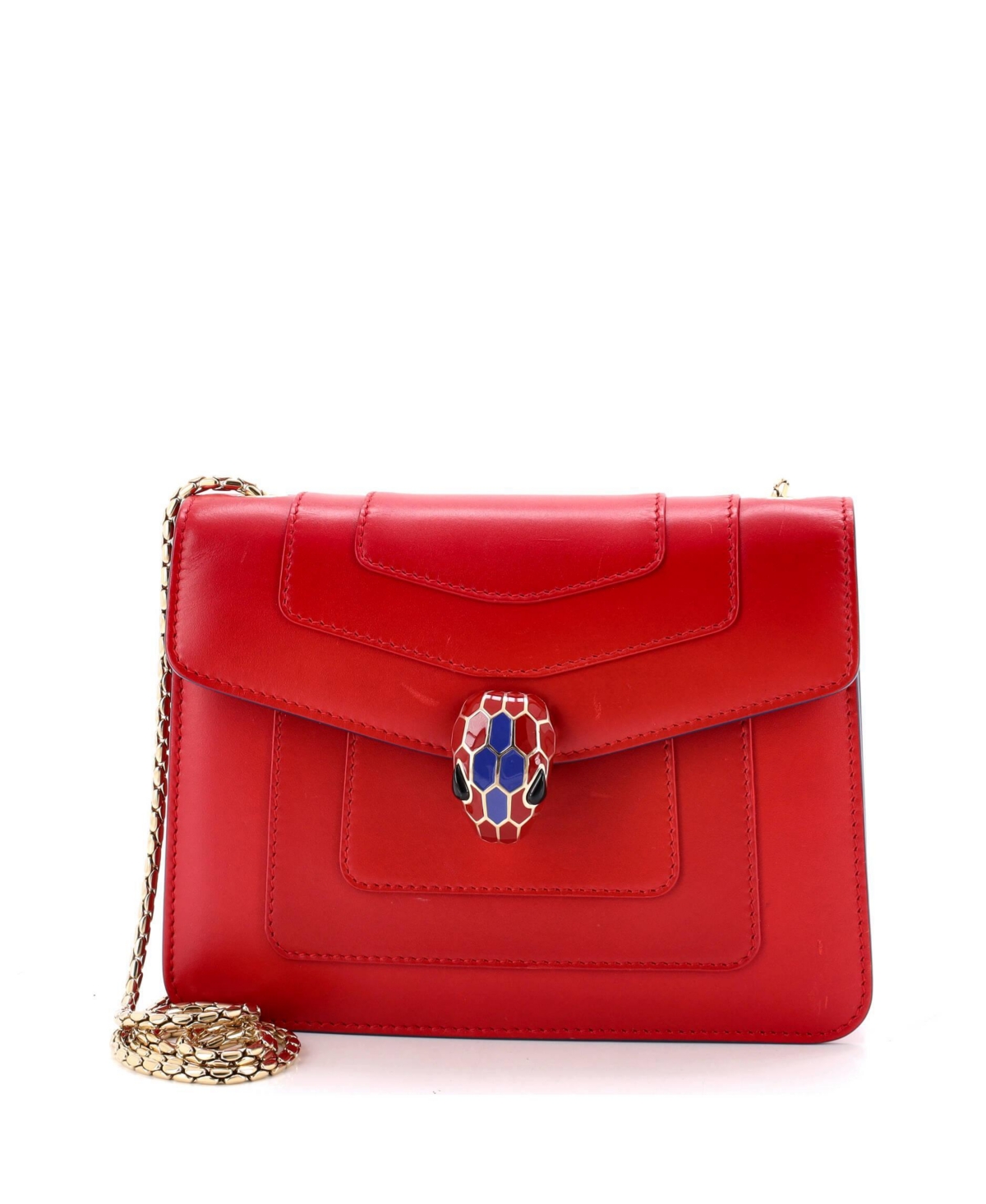Pre-Owned Bvlgari Small Serpenti Forever Square Shoulder Bag Leather – Red Pre-Owned Bvlgari Small Serpenti Forever Square Shoulder Bag Leather – Red