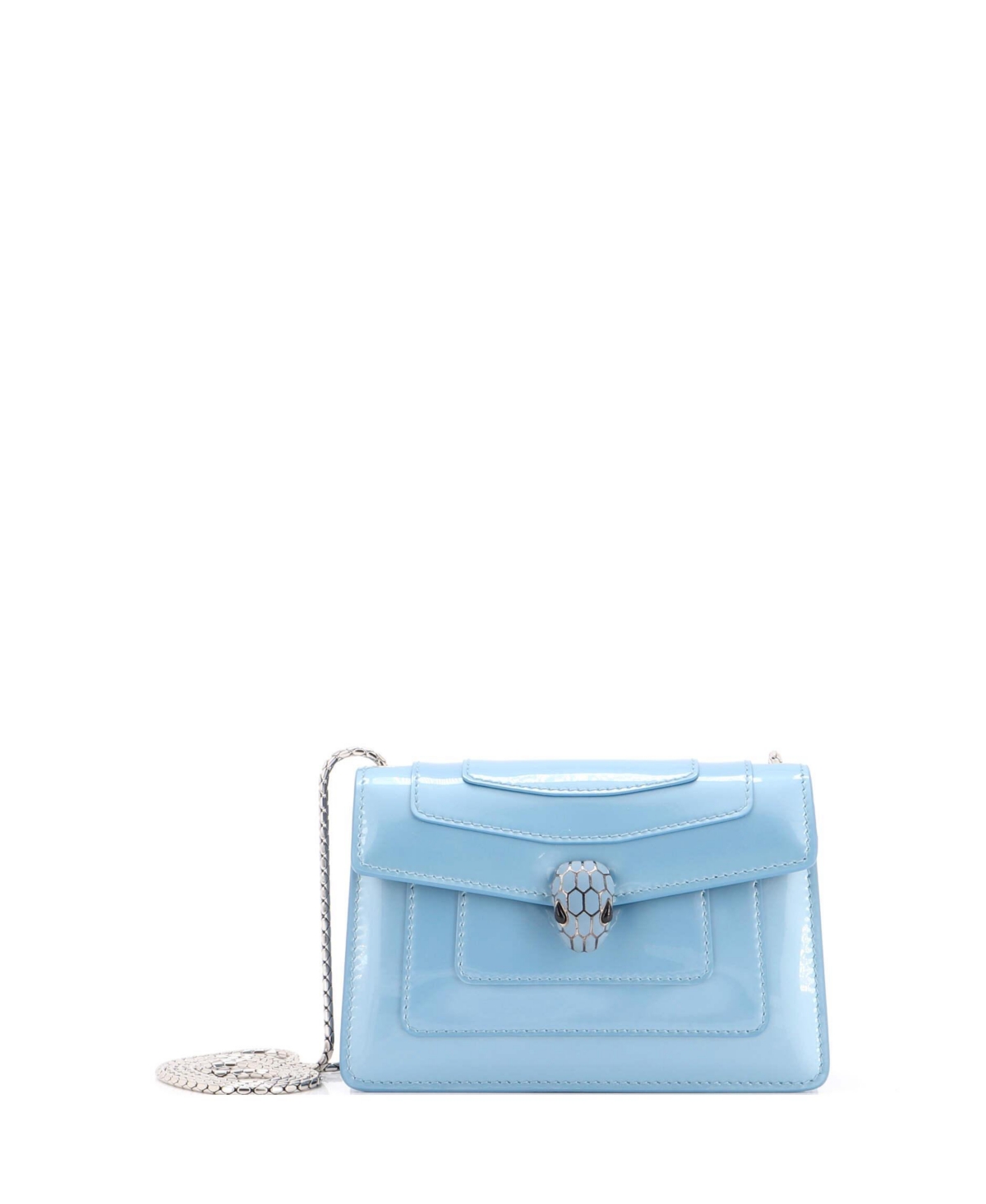 Pre-Owned Bvlgari Small Serpenti Forever Square Shoulder Bag Patent – Blue
