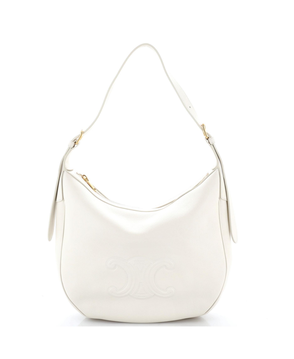 Pre-Owned Celine Medium Heloise Shoulder Bag Triomphe Embossed Leather – White Pre-Owned Celine Medium Heloise Shoulder Bag Triomphe Embossed Leather – White