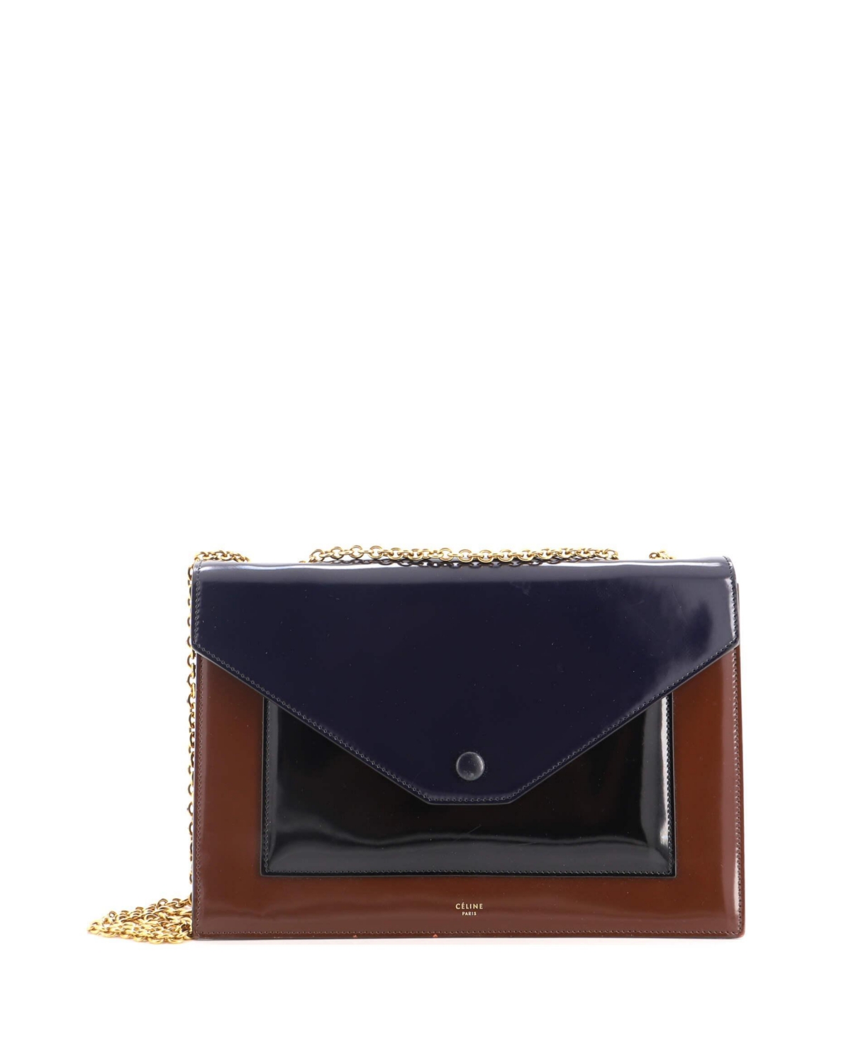 Pre-Owned Celine Medium Pocket Envelope Shoulder Bag Patent – Black