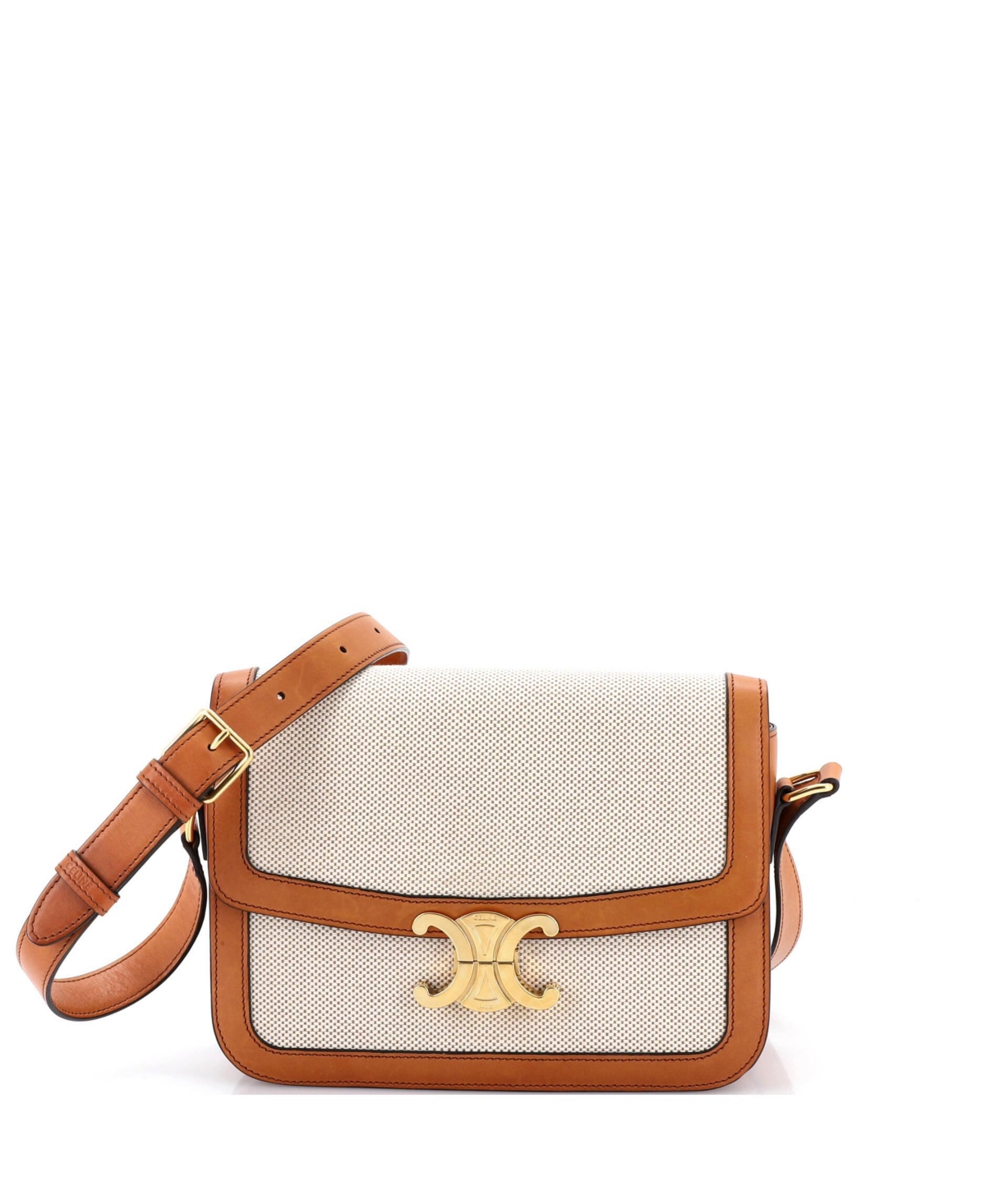 Pre-Owned Celine Medium Triomphe Shoulder Bag Canvas with Leather – Brown