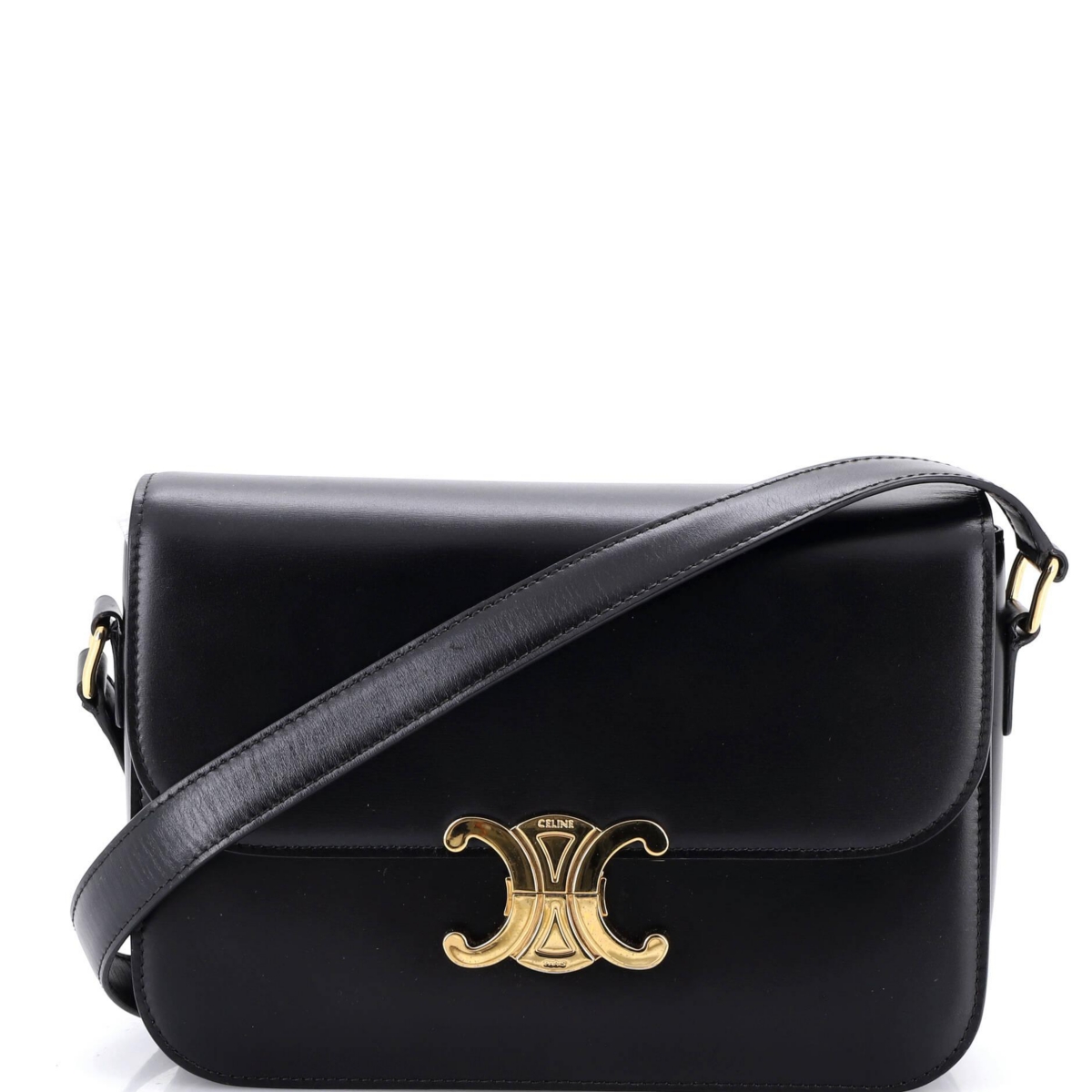 Pre-Owned Celine Medium Triomphe Shoulder Bag Smooth Calfskin – Black