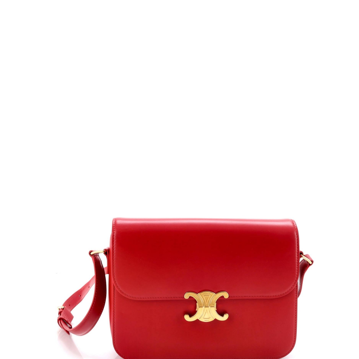 Pre-Owned Celine Medium Triomphe Shoulder Bag Smooth Calfskin – Red