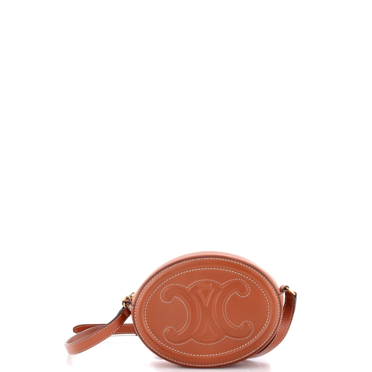 Pre-Owned Celine Mini Triomphe Oval Crossbody Bag Leather – Brown Pre-Owned Celine Mini Triomphe Oval Crossbody Bag Leather – Brown