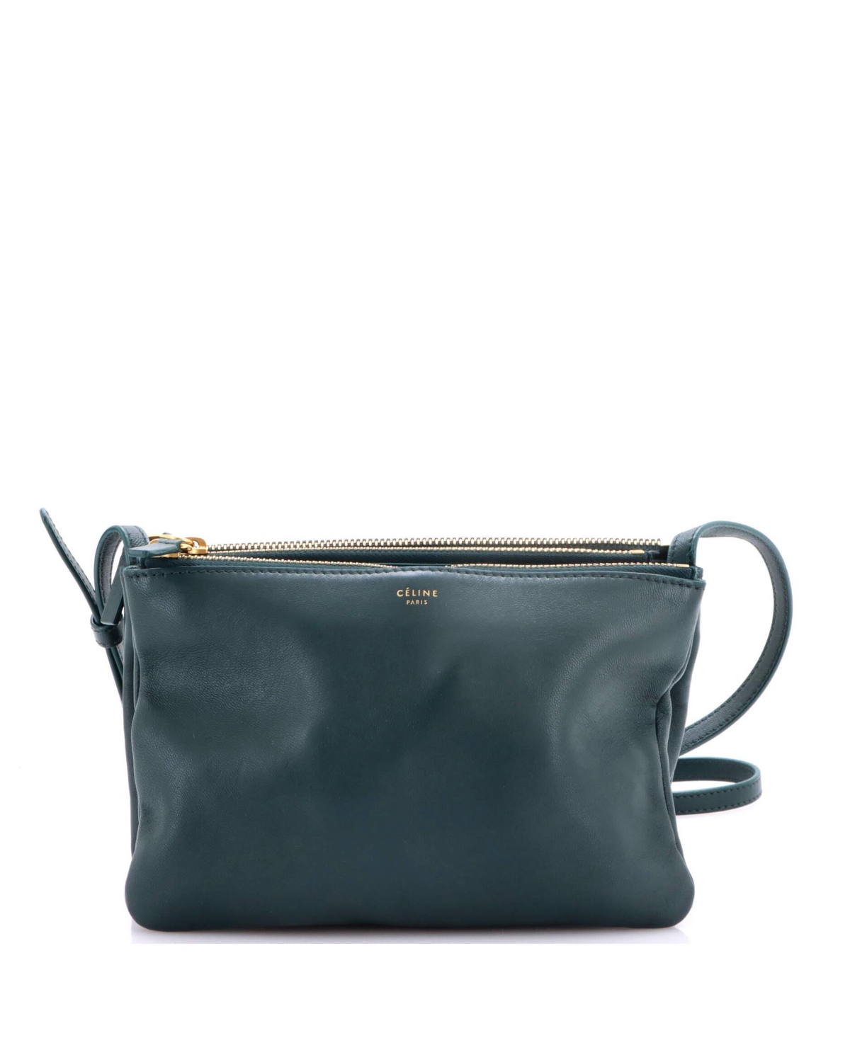 Pre-Owned Celine Small Trio Crossbody Bag Leather – Green