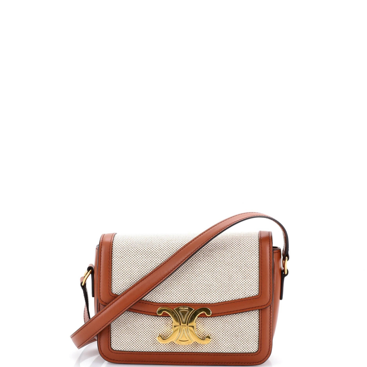 Pre-Owned Celine Teen Triomphe Shoulder Bag Canvas with Leather – Brown Pre-Owned Celine Teen Triomphe Shoulder Bag Canvas with Leather – Brown