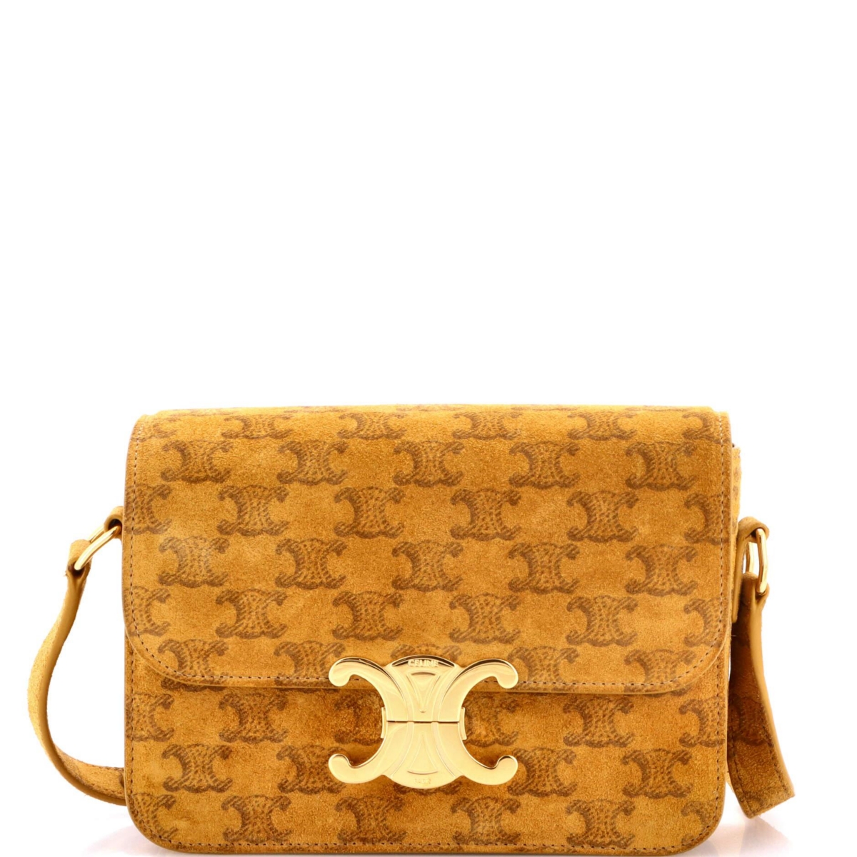 Pre-Owned Celine Teen Triomphe Shoulder Bag Triomphe Suede – Brown Pre-Owned Celine Teen Triomphe Shoulder Bag Triomphe Suede – Brown