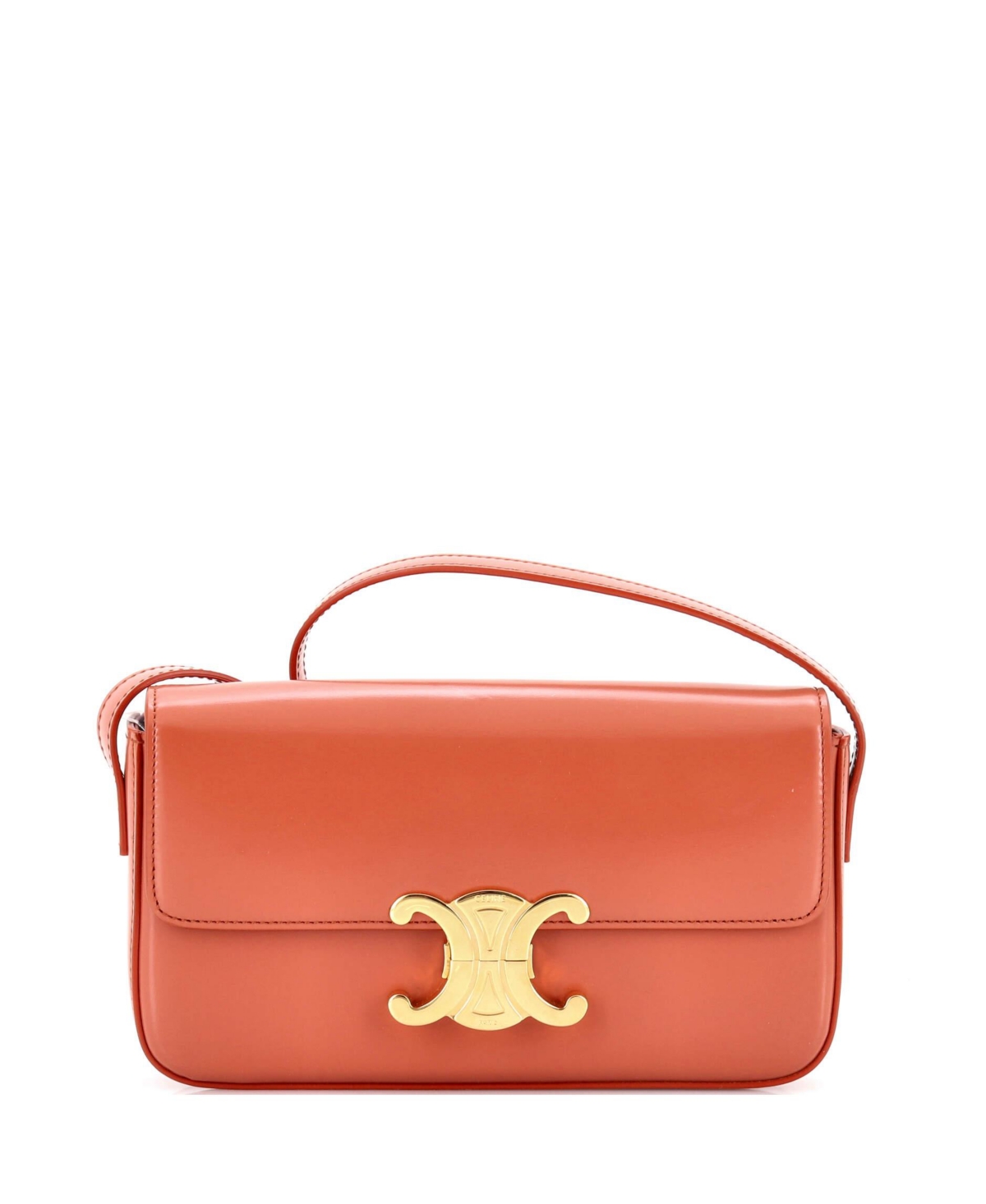 Pre-Owned Celine Triomphe East-West Shoulder Bag Smooth Calfskin – Orange Pre-Owned Celine Triomphe East-West Shoulder Bag Smooth Calfskin – Orange