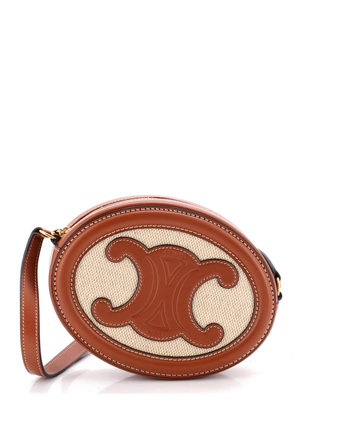 Pre-Owned Celine Triomphe Oval Crossbody Bag Canvas and Leather – Brown Pre-Owned Celine Triomphe Oval Crossbody Bag Canvas and Leather – Brown