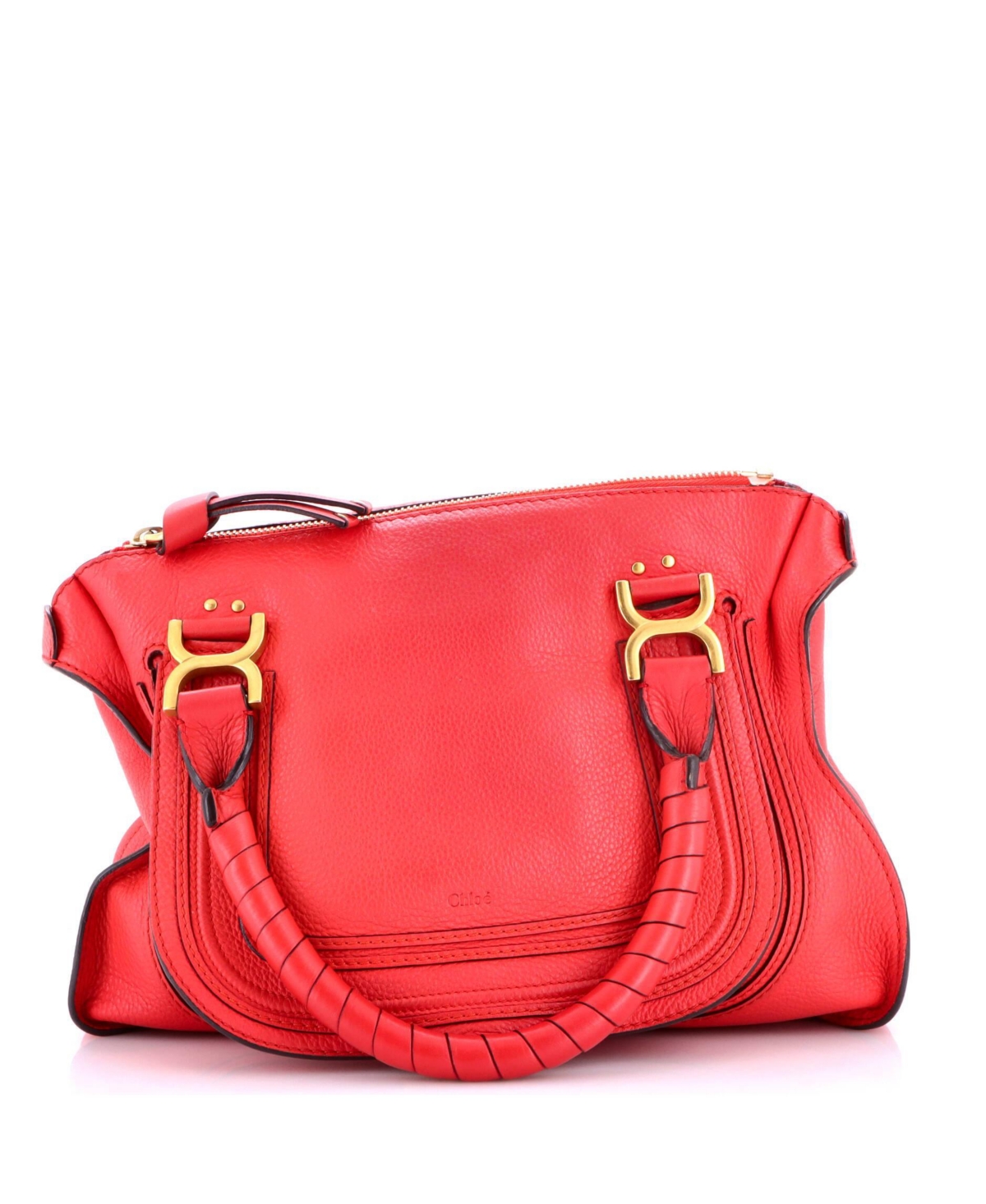 Pre-Owned Chloe Large Marcie Shoulder Bag Leather – Red