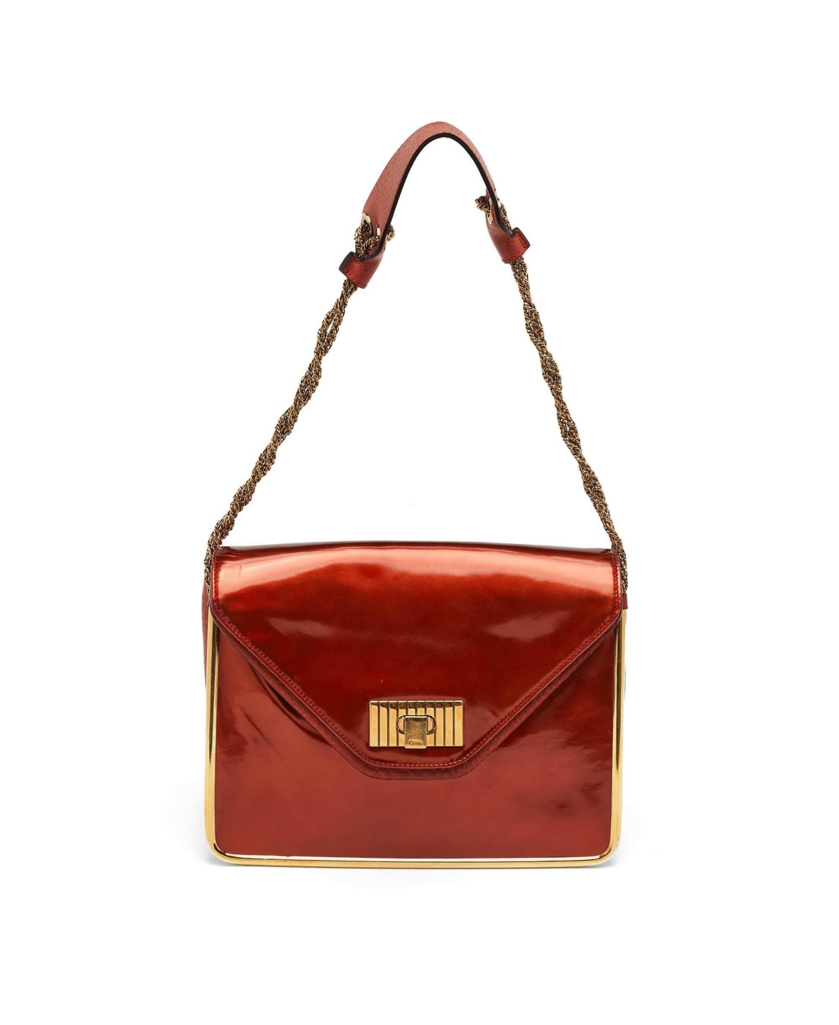 Pre-Owned Chloe Women’s Sally Patent Leather Shoulder Bag – Natural