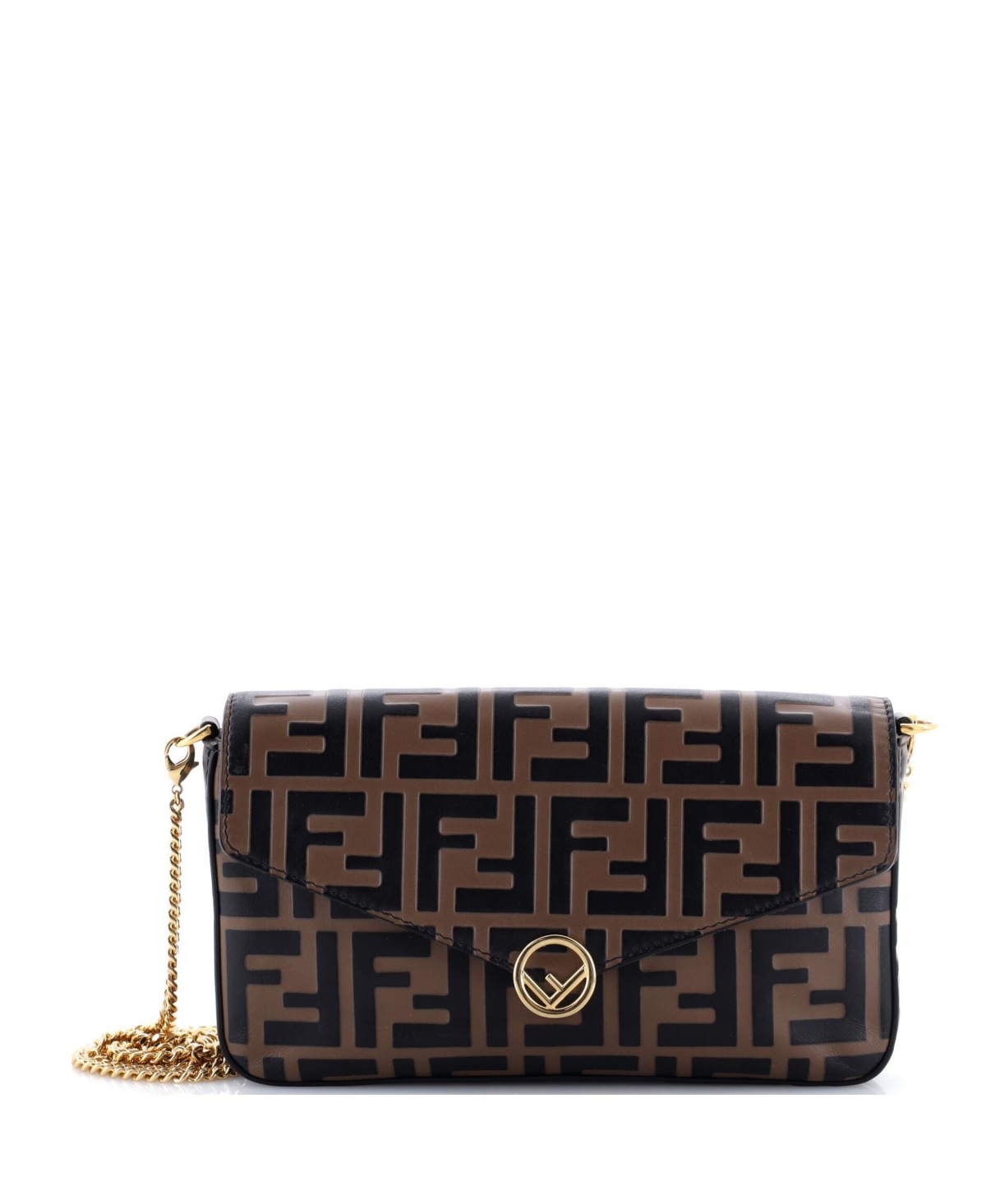 Pre-Owned Fendi F is Fendi Envelope Clutch on Chain Zucca Embossed Leather – Brown Pre-Owned Fendi F is Fendi Envelope Clutch on Chain Zucca Embossed Leather – Brown