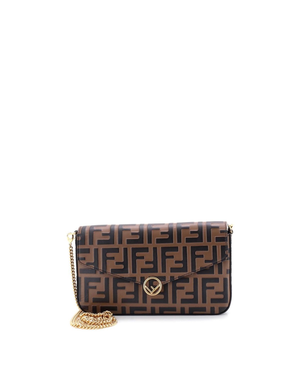 Pre-Owned Fendi F is Fendi Envelope Clutch on Chain Zucca Embossed Leather – Brown Pre-Owned Fendi F is Fendi Envelope Clutch on Chain Zucca Embossed Leather – Brown