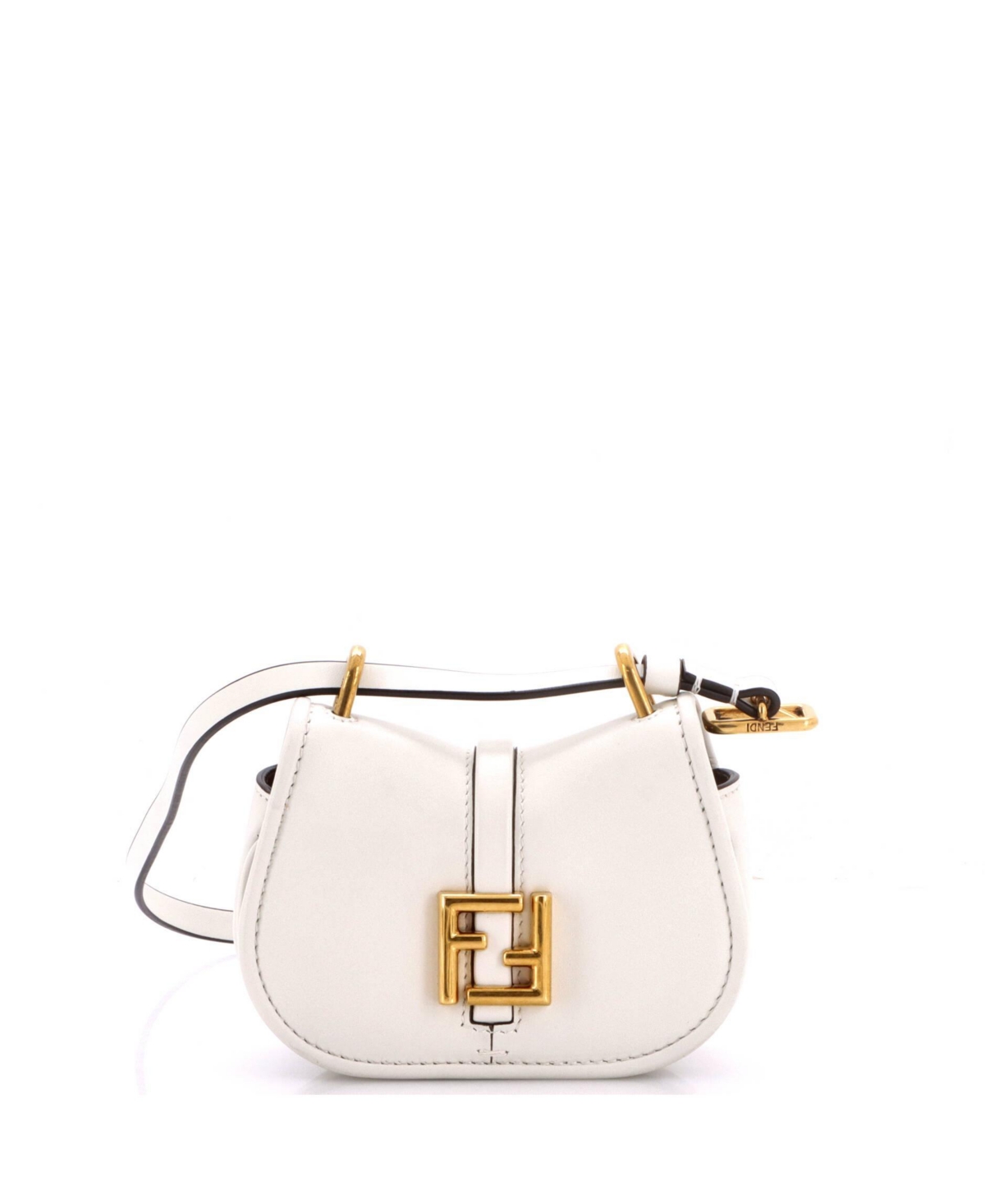 Pre-Owned Fendi Nano C’mon Shoulder Bag Leather – White Pre-Owned Fendi Nano C’mon Shoulder Bag Leather – White