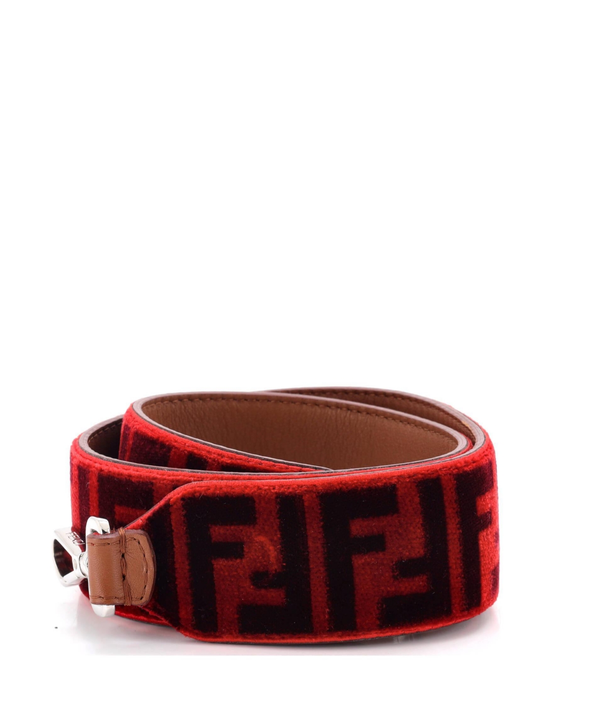 Pre-Owned Fendi Strap You Shoulder Strap Zucca Velvet – Red Pre-Owned Fendi Strap You Shoulder Strap Zucca Velvet – Red
