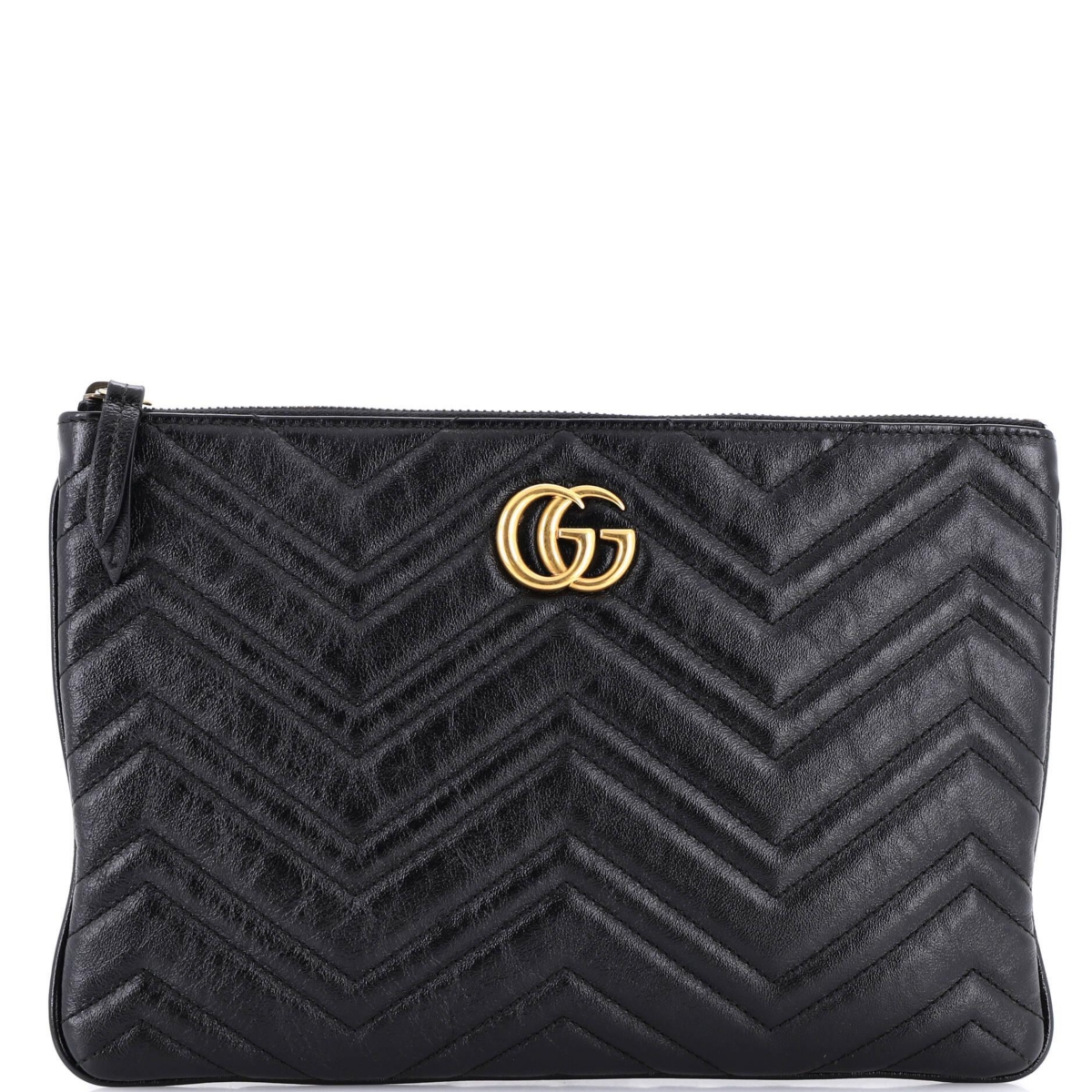 Pre-Owned Gucci Gg Marmont Clutch Matelasse Leather – Black Pre-Owned Gucci Gg Marmont Clutch Matelasse Leather – Black