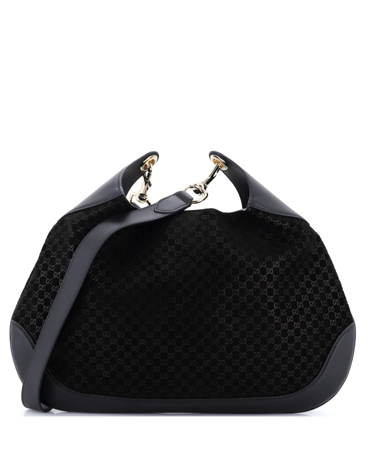 Pre-Owned Gucci Medium B Shoulder Bag Gg Suede – Black
