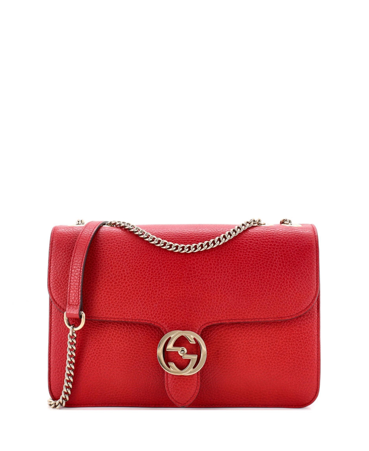 Pre-Owned Gucci Medium Interlocking Shoulder Bag Leather – Red