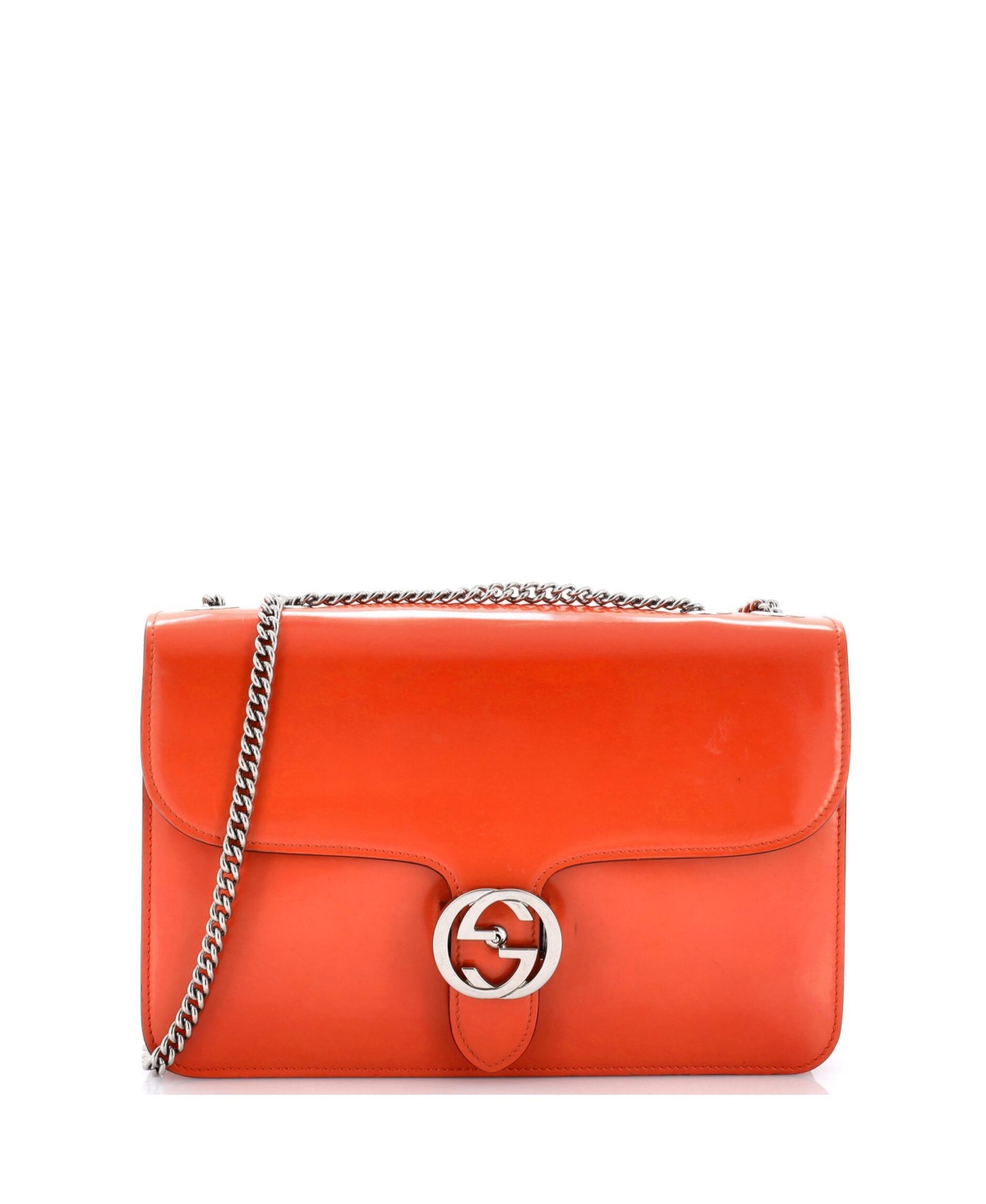 Pre-Owned Gucci Medium Interlocking Shoulder Bag Patent – Orange
