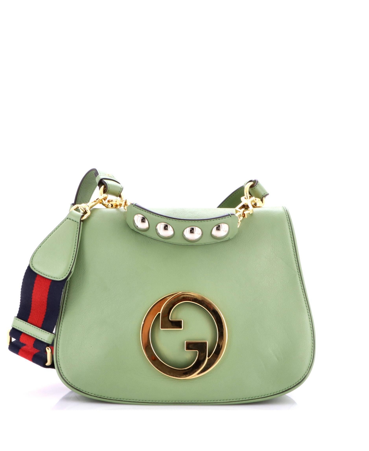 Pre-Owned Gucci Medium Web Blondie Shoulder Flap Bag Leather – Green Pre-Owned Gucci Medium Web Blondie Shoulder Flap Bag Leather – Green