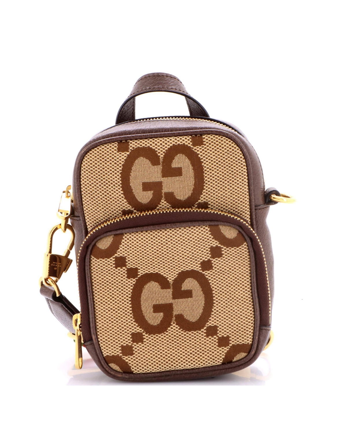 Pre-Owned Gucci Mini Front Pocket Web Crossbody Bag Jumbo Gg Canva – Brown Pre-Owned Gucci Mini Front Pocket Web Crossbody Bag Jumbo Gg Canva – Brown