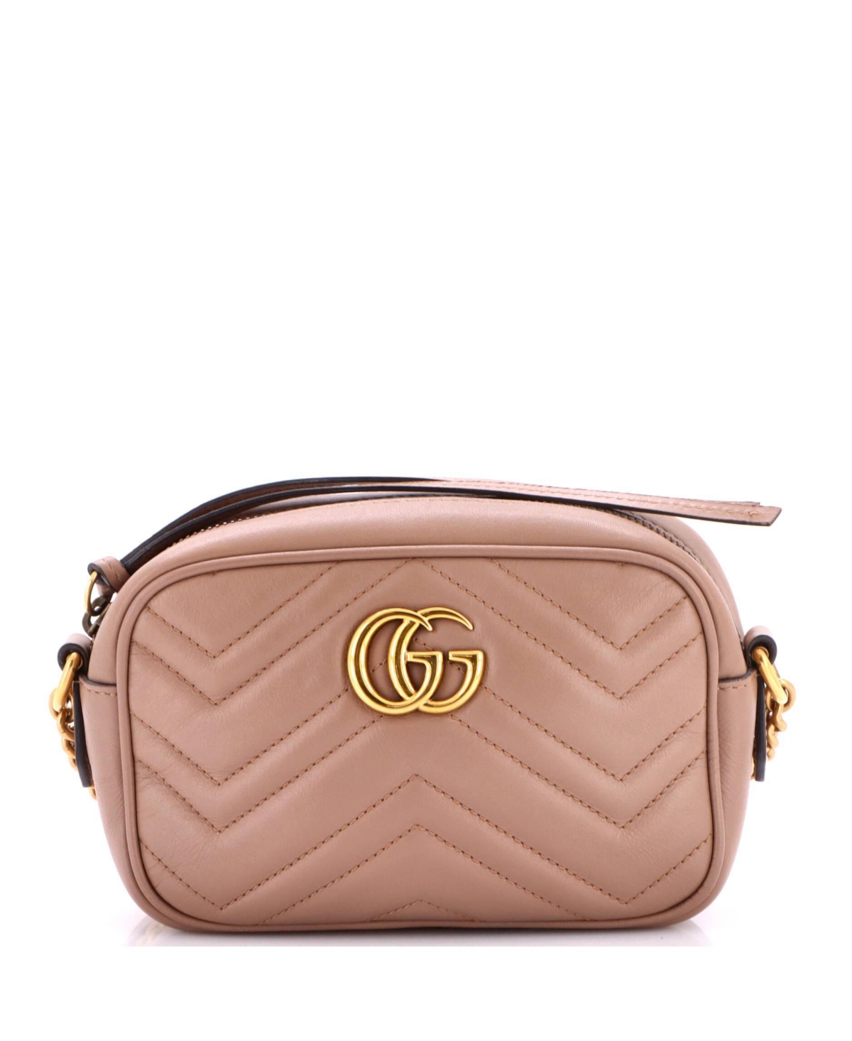 Pre-Owned Gucci Mini Gg Marmont Shoulder Bag Matelasse Leather – Brown