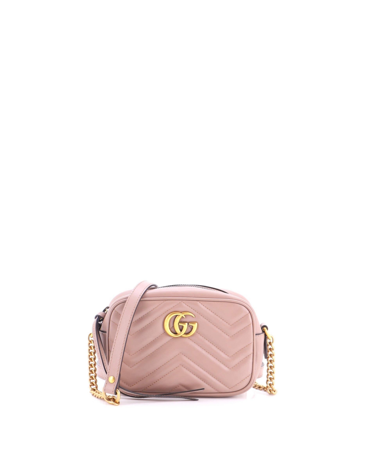 Pre-Owned Gucci Mini Gg Marmont Shoulder Bag Matelasse Leather – Natural
