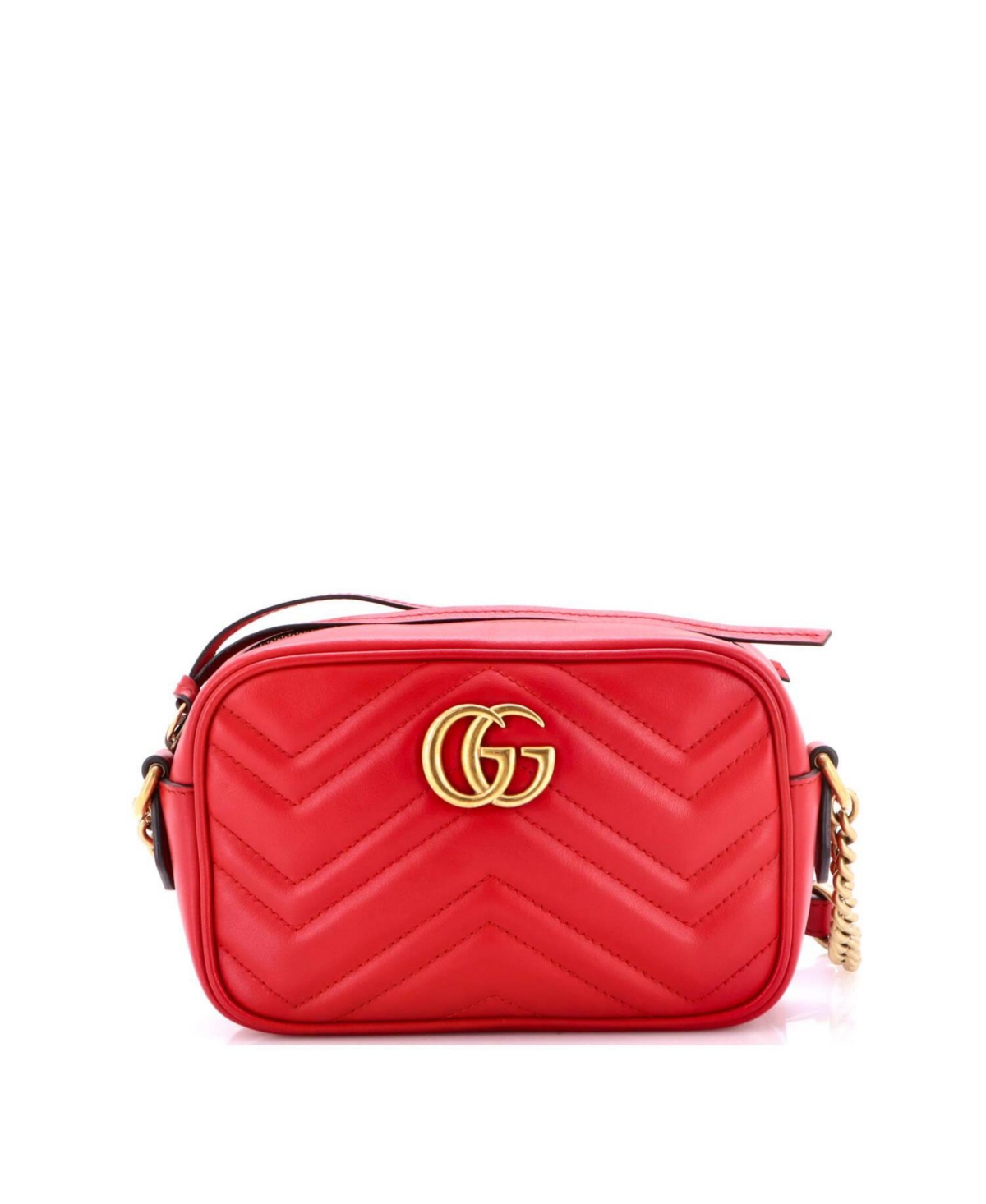 Pre-Owned Gucci Mini Gg Marmont Shoulder Bag Matelasse Leather – Red