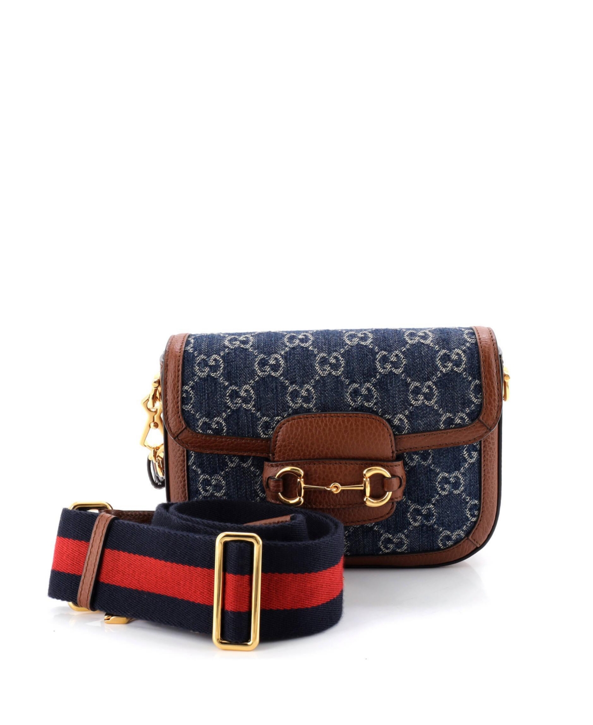 Pre-Owned Gucci Mini Horsebit 1955 Shoulder Bag Gg Denim – Blue Pre-Owned Gucci Mini Horsebit 1955 Shoulder Bag Gg Denim – Blue