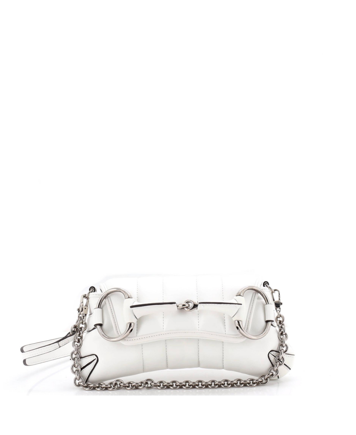 Pre-Owned Gucci Small Horsebit Chain Shoulder Bag Vertical Quilted Leather – White Pre-Owned Gucci Small Horsebit Chain Shoulder Bag Vertical Quilted Leather – White