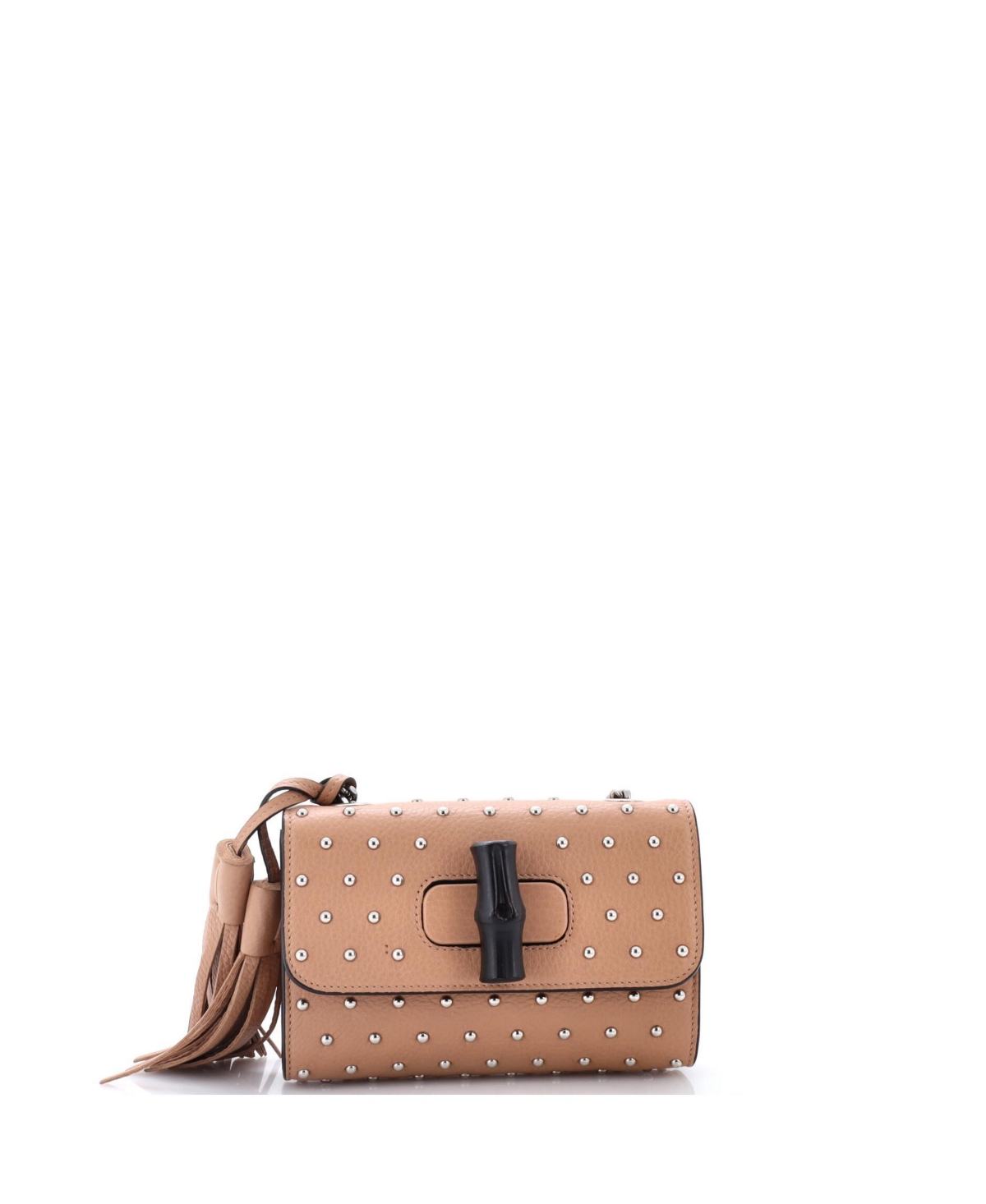 Pre-Owned Gucci Small Miss Bamboo Shoulder Bag Studded Leather – Natural Pre-Owned Gucci Small Miss Bamboo Shoulder Bag Studded Leather – Natural