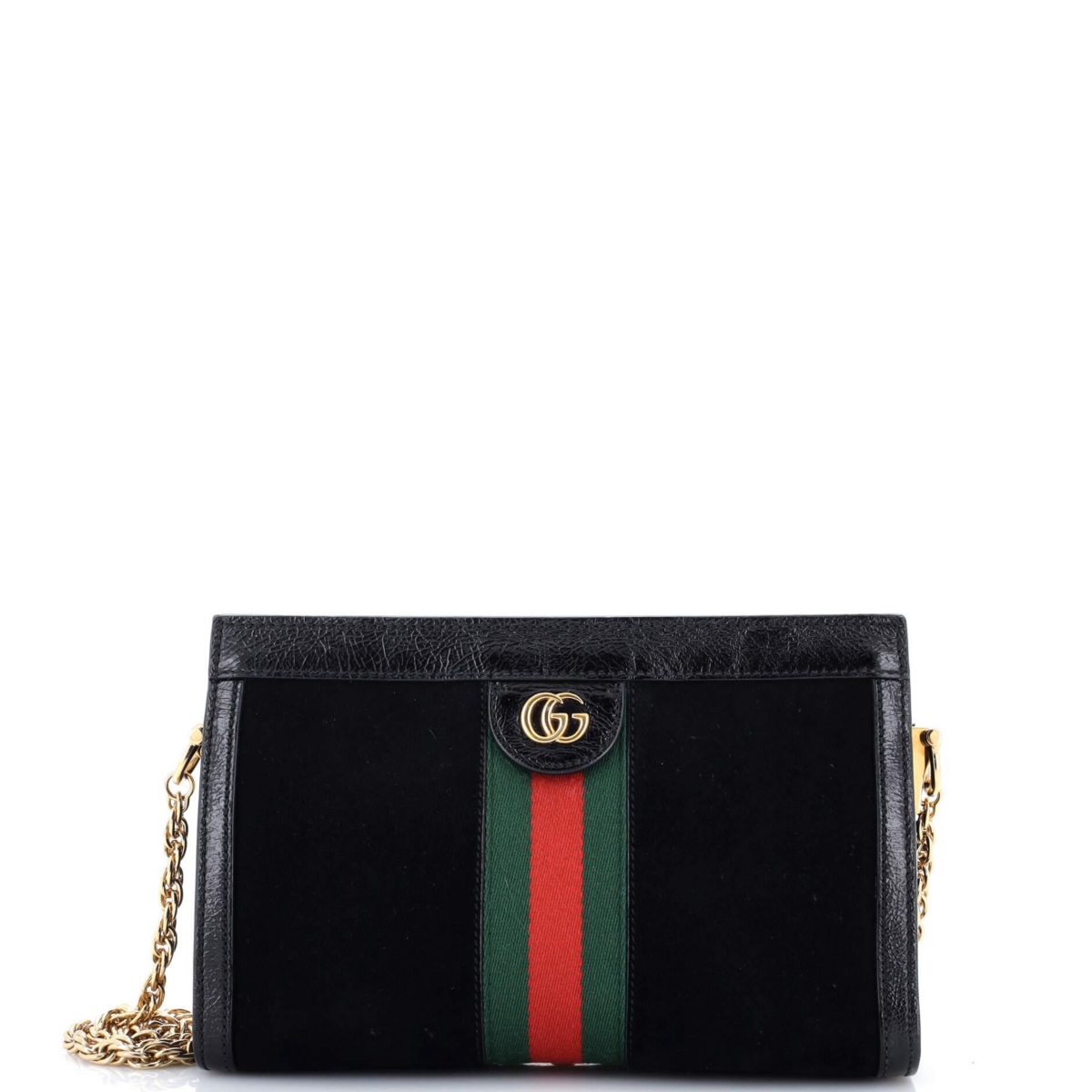 Pre-Owned Gucci Small Ophidia Chain Shoulder Bag Suede – Black