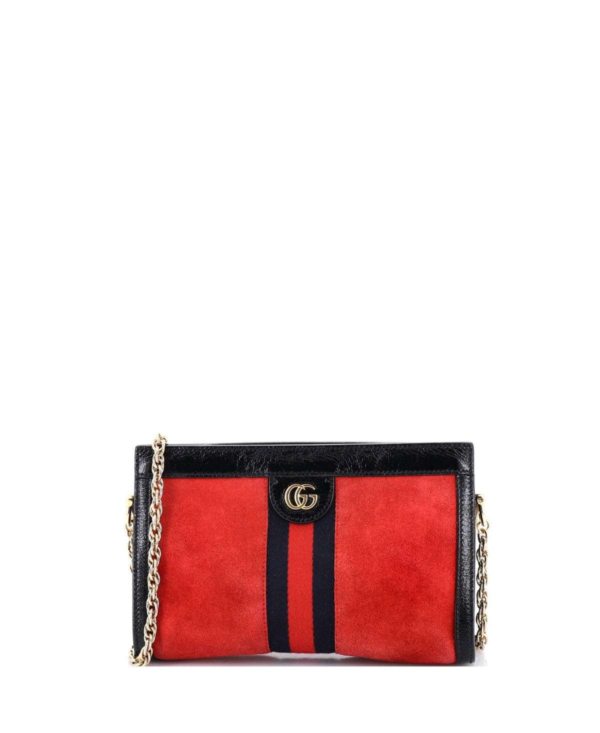 Pre-Owned Gucci Small Ophidia Chain Shoulder Bag Suede – Red