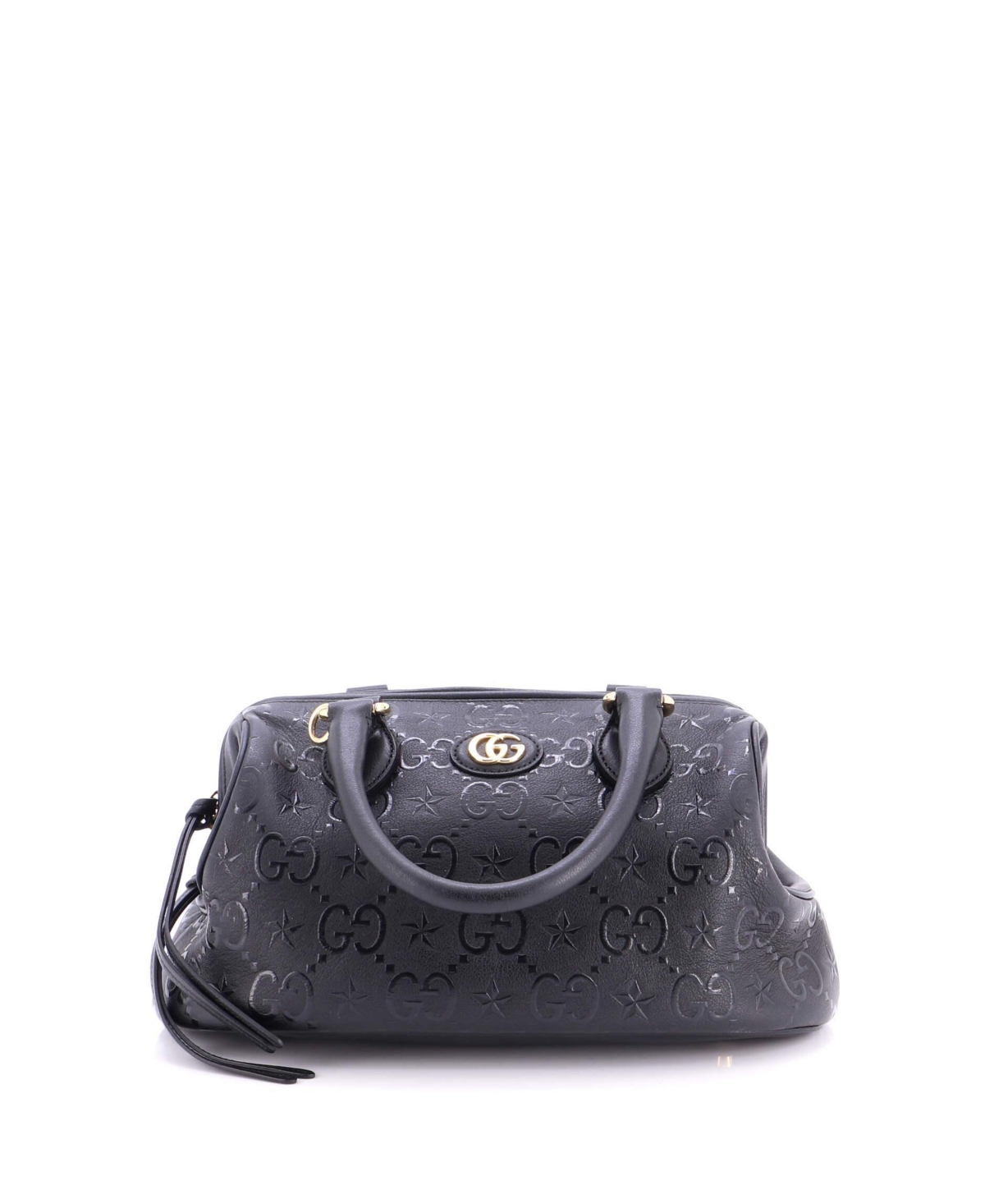 Pre-Owned Gucci Small Star Shoulder Bag Gg Embossed Leather – Black Pre-Owned Gucci Small Star Shoulder Bag Gg Embossed Leather – Black