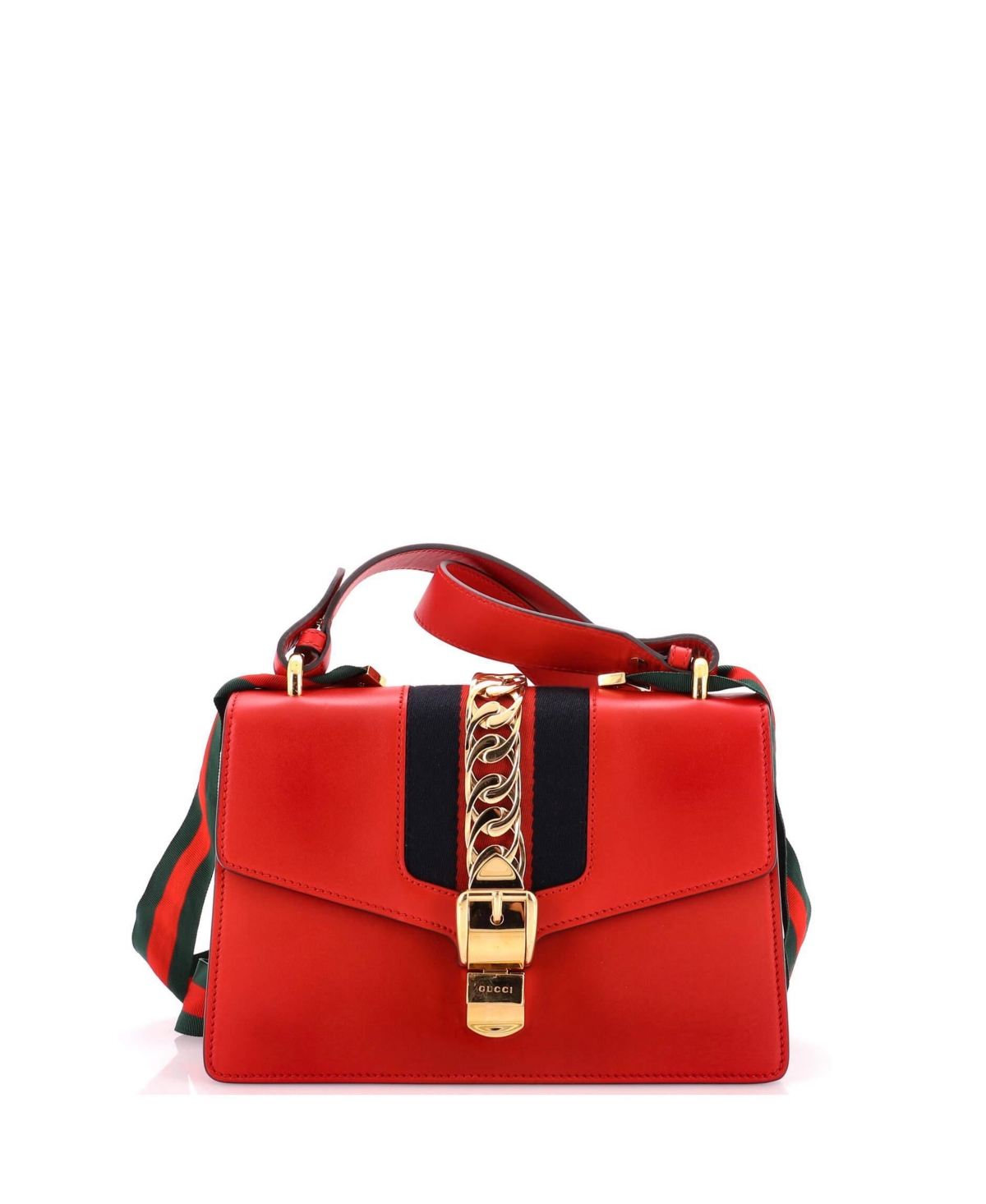 Pre-Owned Gucci Small Sylvie Shoulder Bag Leather – Red Pre-Owned Gucci Small Sylvie Shoulder Bag Leather – Red
