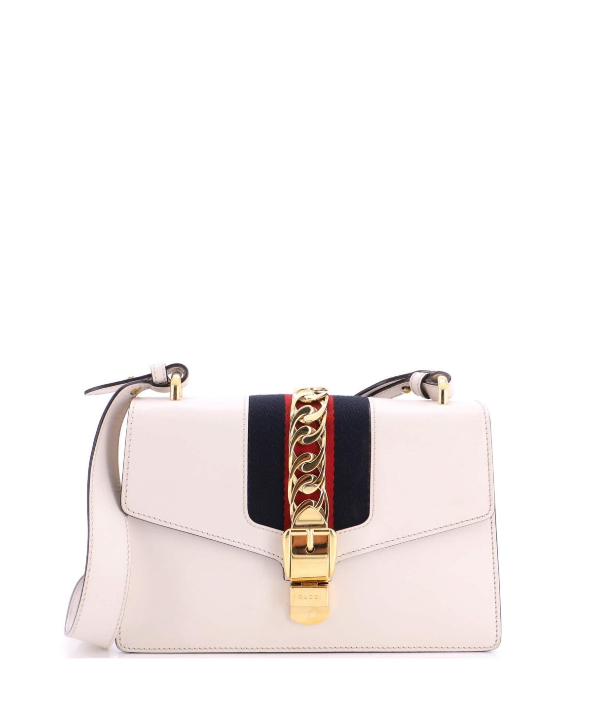 Pre-Owned Gucci Small Sylvie Shoulder Bag Leather – White