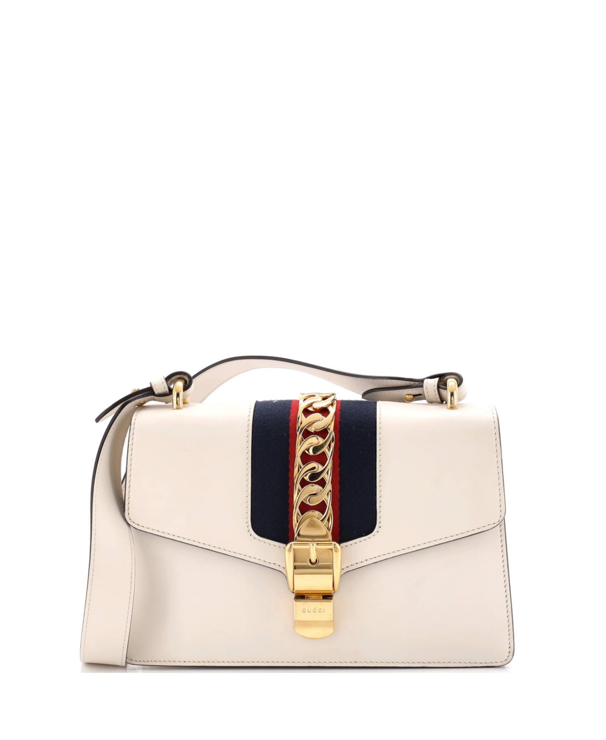 Pre-Owned Gucci Small Sylvie Shoulder Bag Leather – White