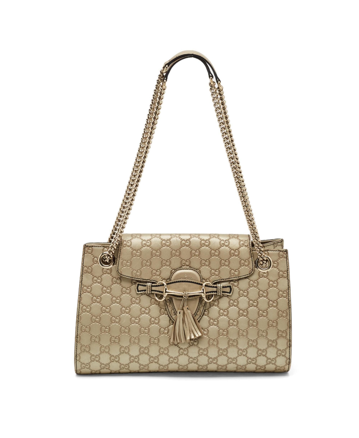 Pre-Owned Gucci Women’s Emily Large Gucci Sima Leather Chain Shoulder Bag – Gold