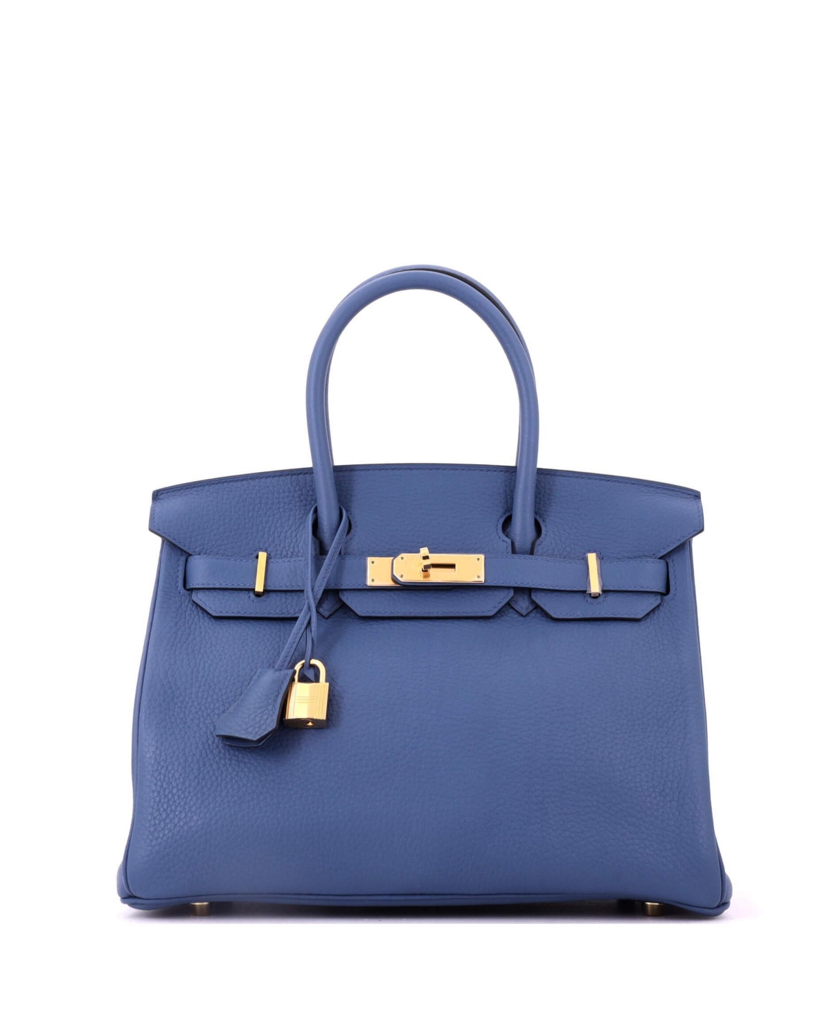 Pre-Owned HERMES Birkin 30 Handbag Blue Clemence with Gold Hardware – Blue Pre-Owned HERMES Birkin 30 Handbag Blue Clemence with Gold Hardware – Blue