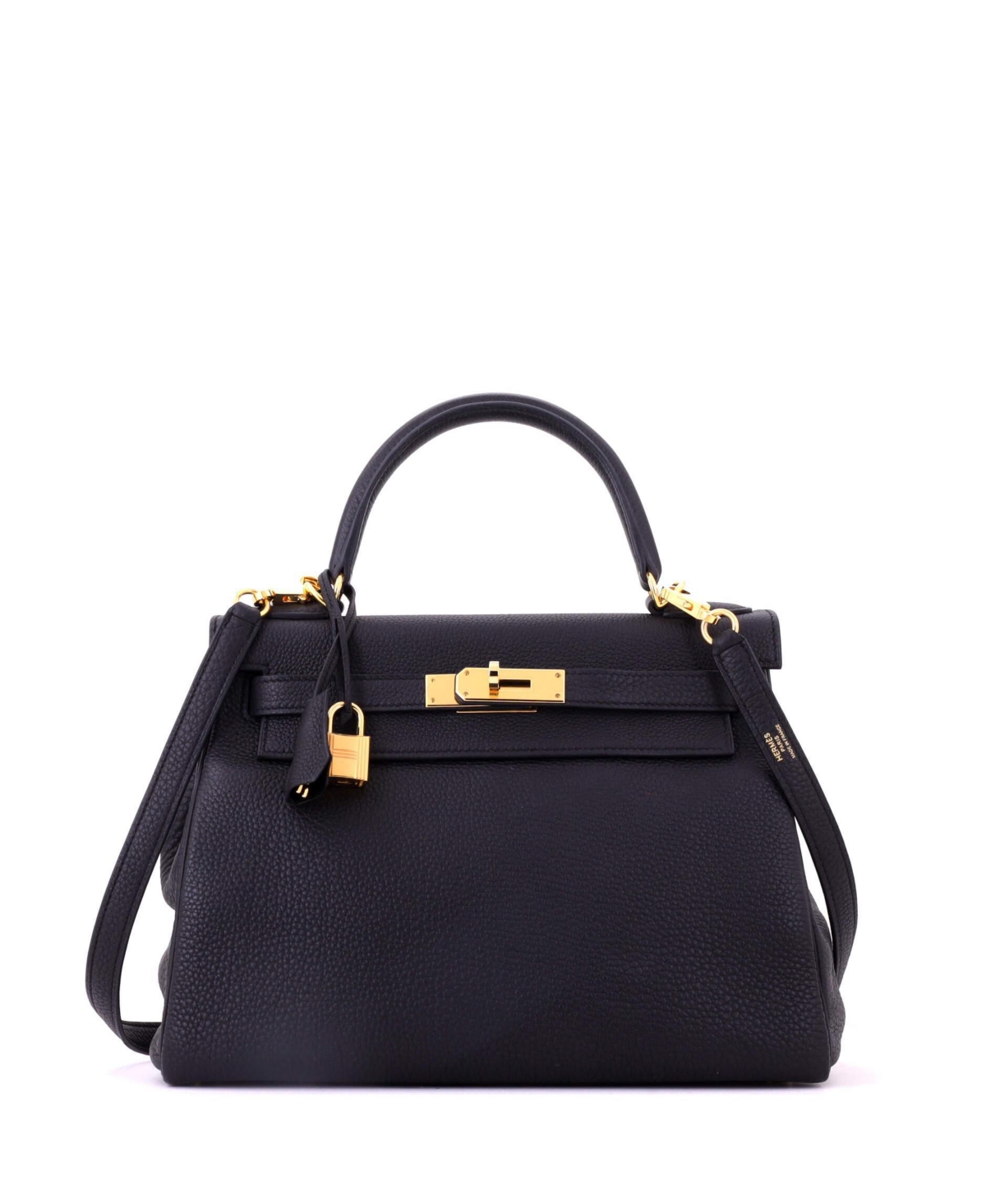 Pre-Owned HERMES Kelly 28 Handbag Black Togo with Gold Hardware – Black