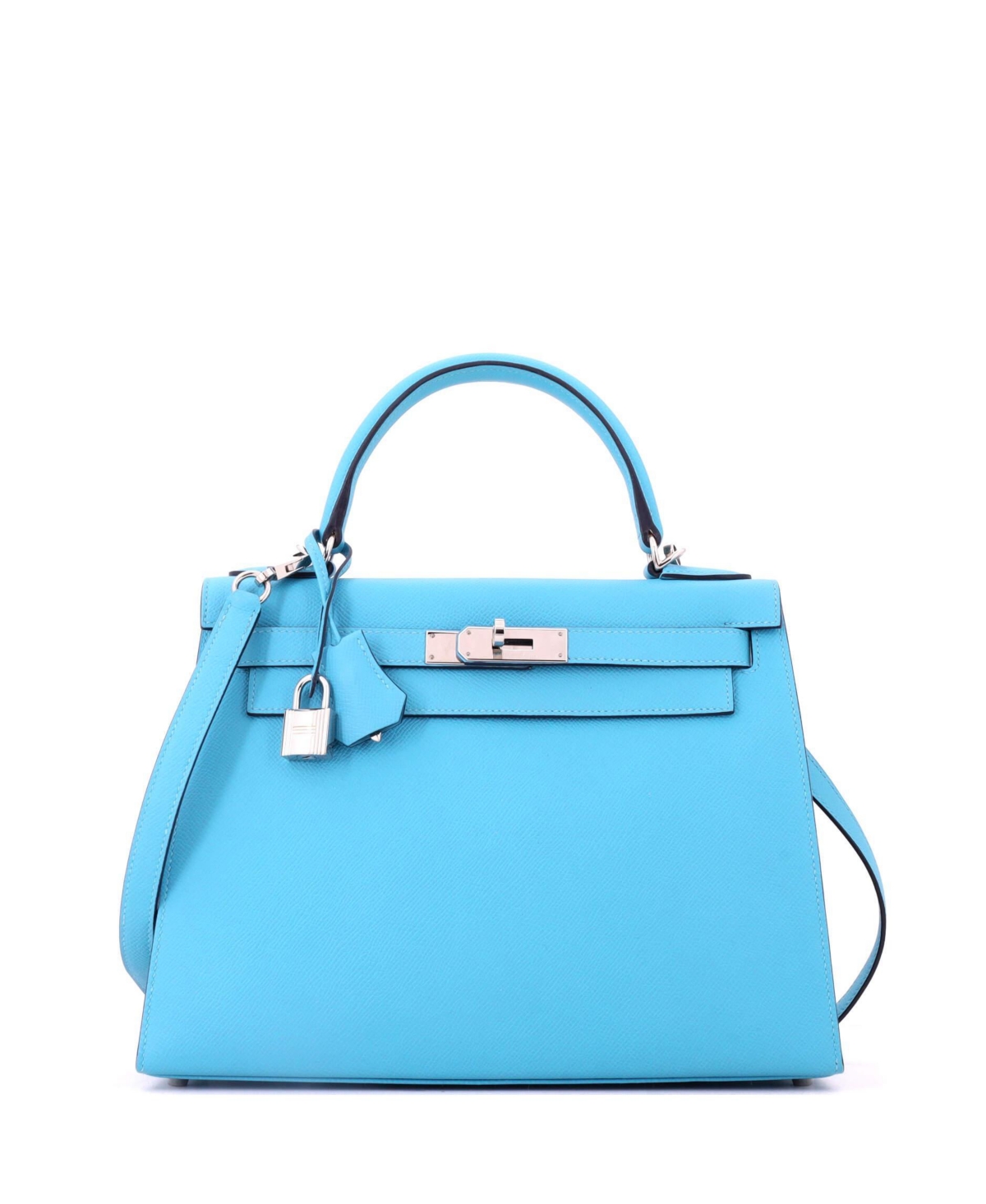Pre-Owned HERMES Kelly 28 Handbag Blue Epsom with Palladium Hardware – Blue Pre-Owned HERMES Kelly 28 Handbag Blue Epsom with Palladium Hardware – Blue