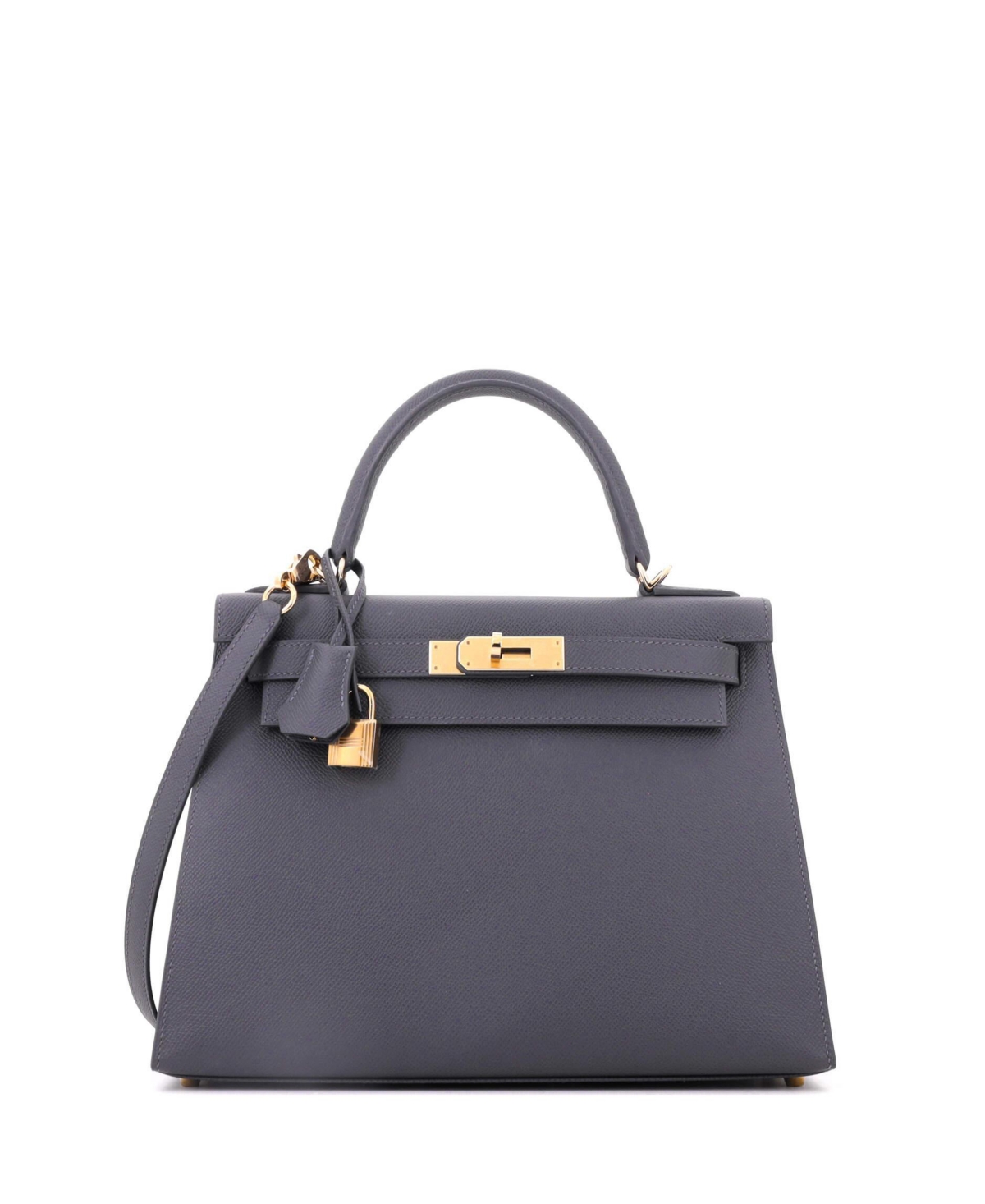 Pre-Owned HERMES Kelly 28 Handbag Grey Epsom with Permabrass Hardware – Grey