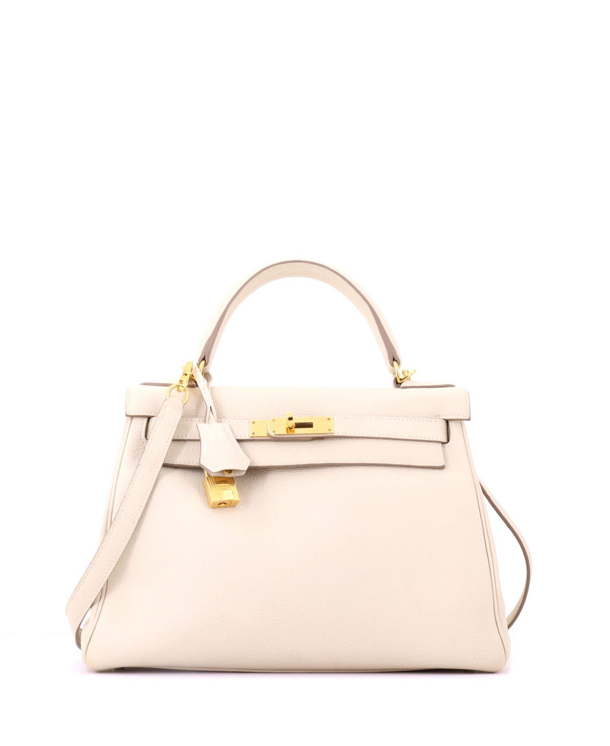 Pre-Owned HERMES Kelly 28 Handbag Light Togo with Gold Hardware – White Pre-Owned HERMES Kelly 28 Handbag Light Togo with Gold Hardware – White