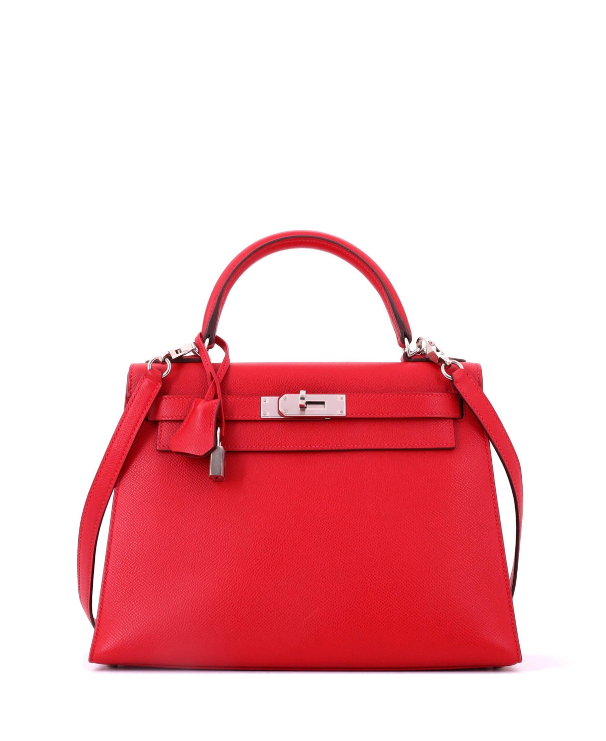 Pre-Owned HERMES Kelly 28 Handbag Red Epsom with Palladium Hardware – Red Pre-Owned HERMES Kelly 28 Handbag Red Epsom with Palladium Hardware – Red