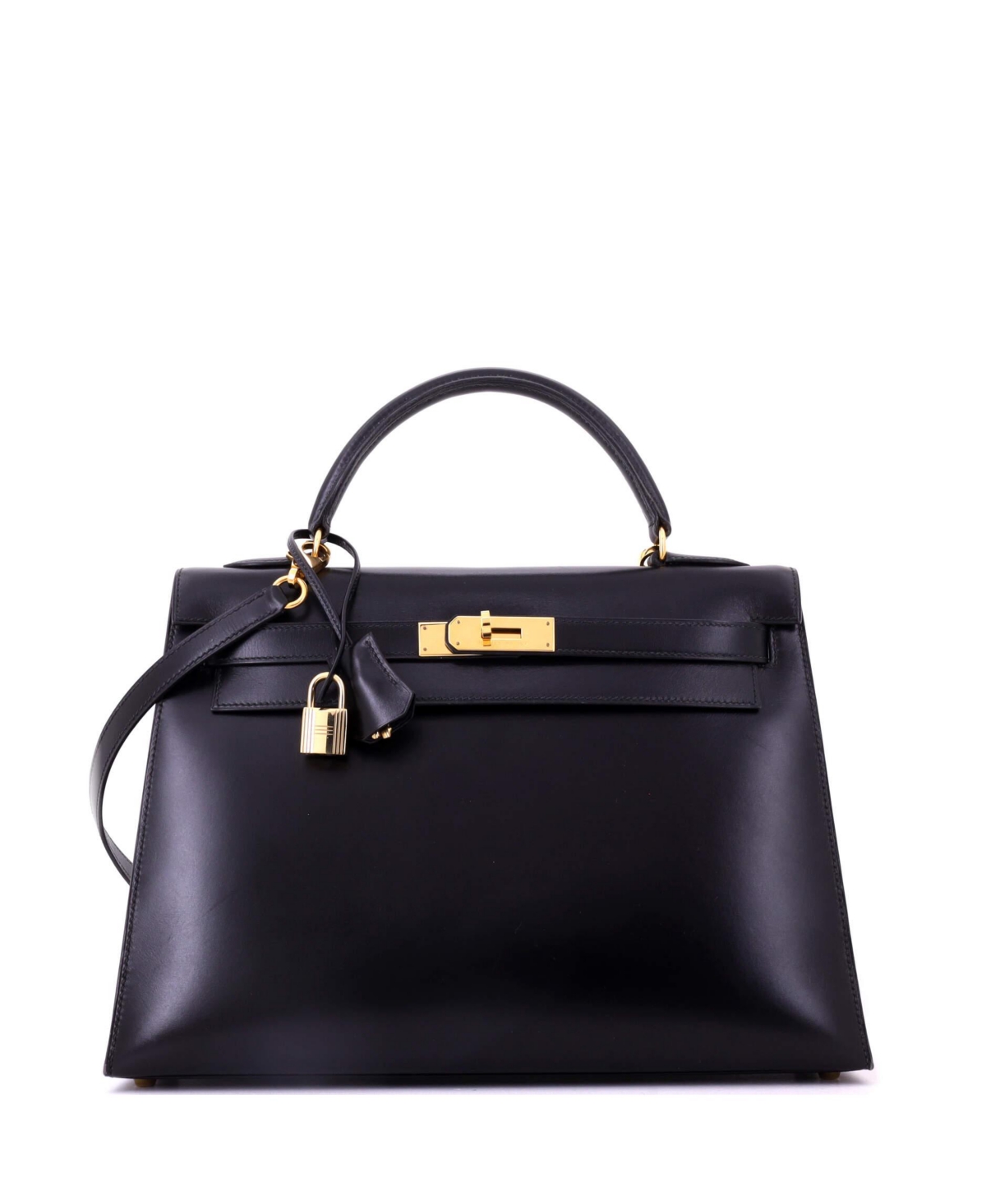 Pre-Owned HERMES Kelly 32 Handbag Black Box Calf with Gold Hardware – Black Pre-Owned HERMES Kelly 32 Handbag Black Box Calf with Gold Hardware – Black