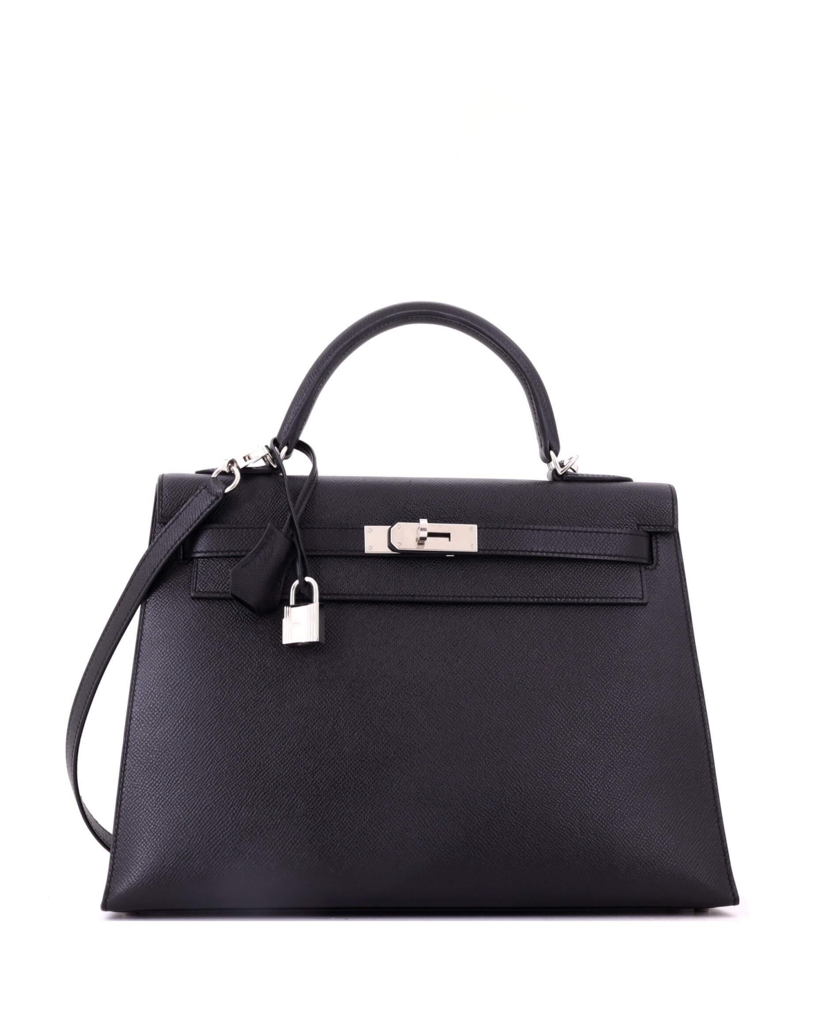 Pre-Owned HERMES Kelly 32 Handbag Black Epsom with Palladium Hardware – Black